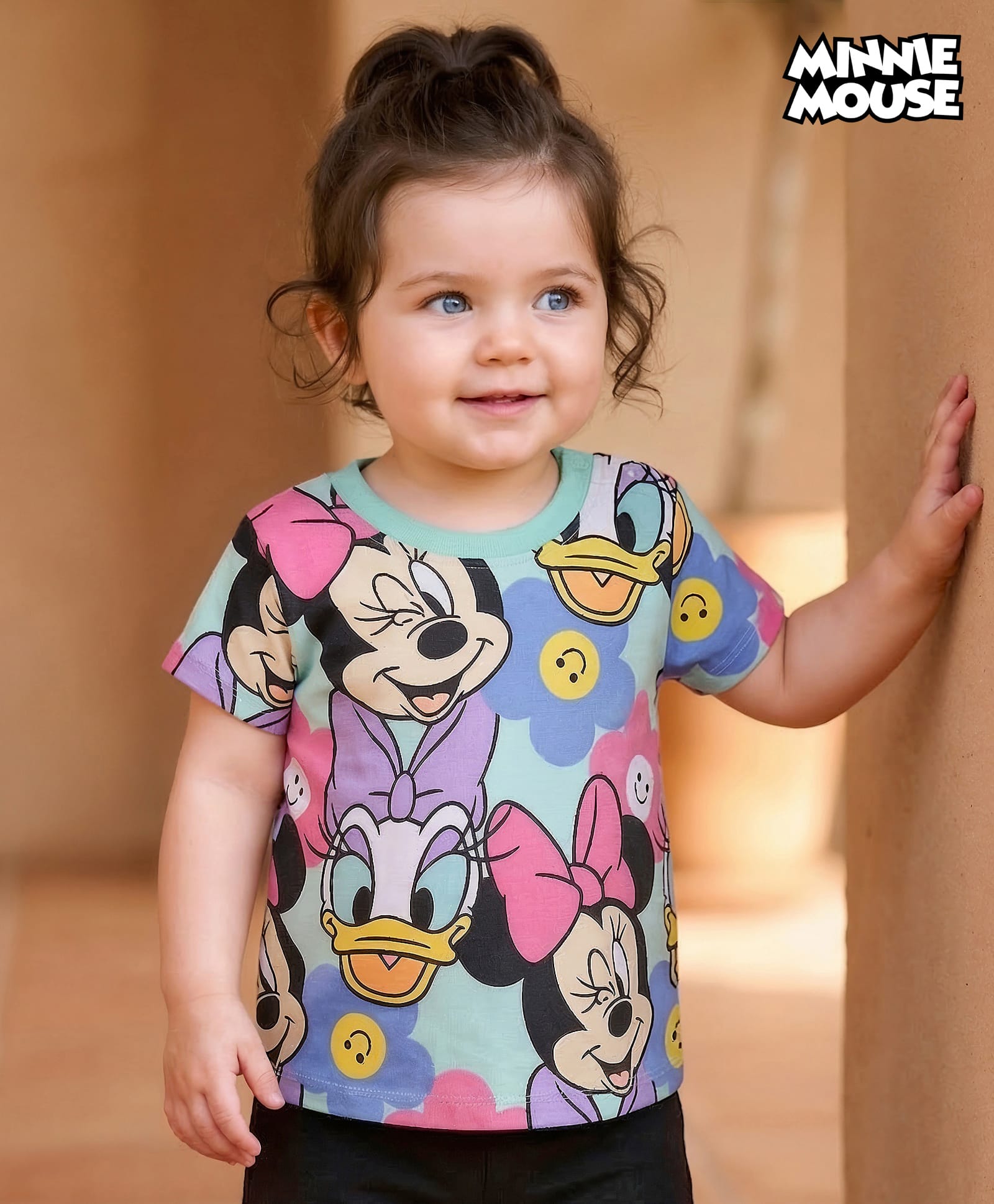 Babyhug Disney Single Jersey Knit Half Sleeves T-Shirt with Minnie & Friends Graphic - Multicolor-picture-22