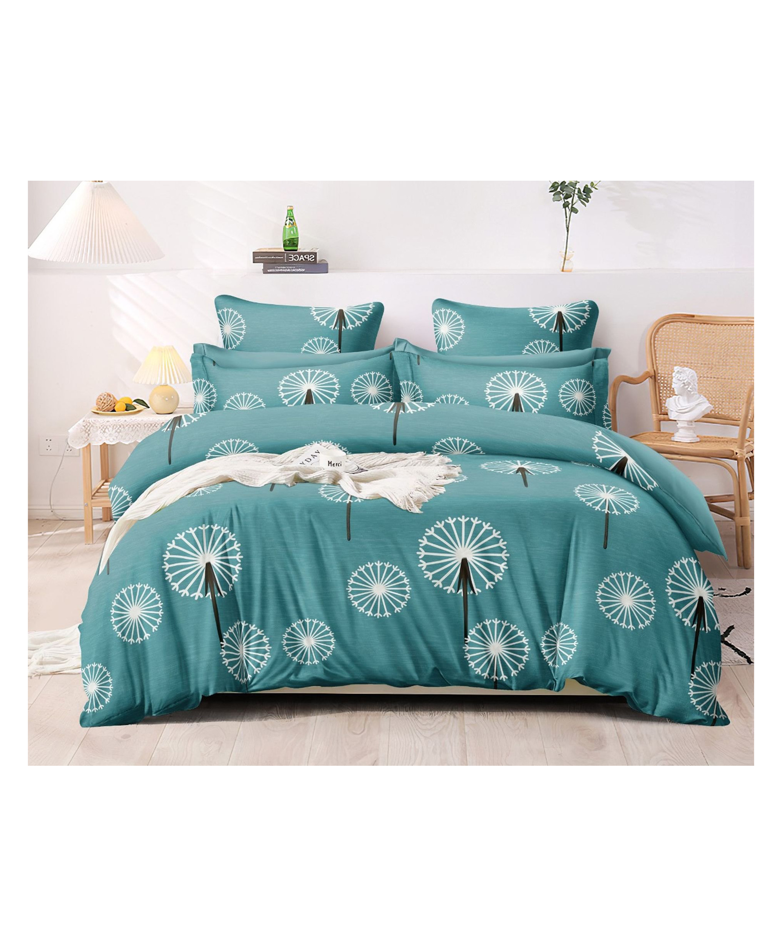 BhaiJi Bedsheets 220 TC Glace Cotton Bed Sheet XXXL King Size 10 Feet Bedsheet Without Joints With 2 Pillow covers - Green Abstract-picture-28