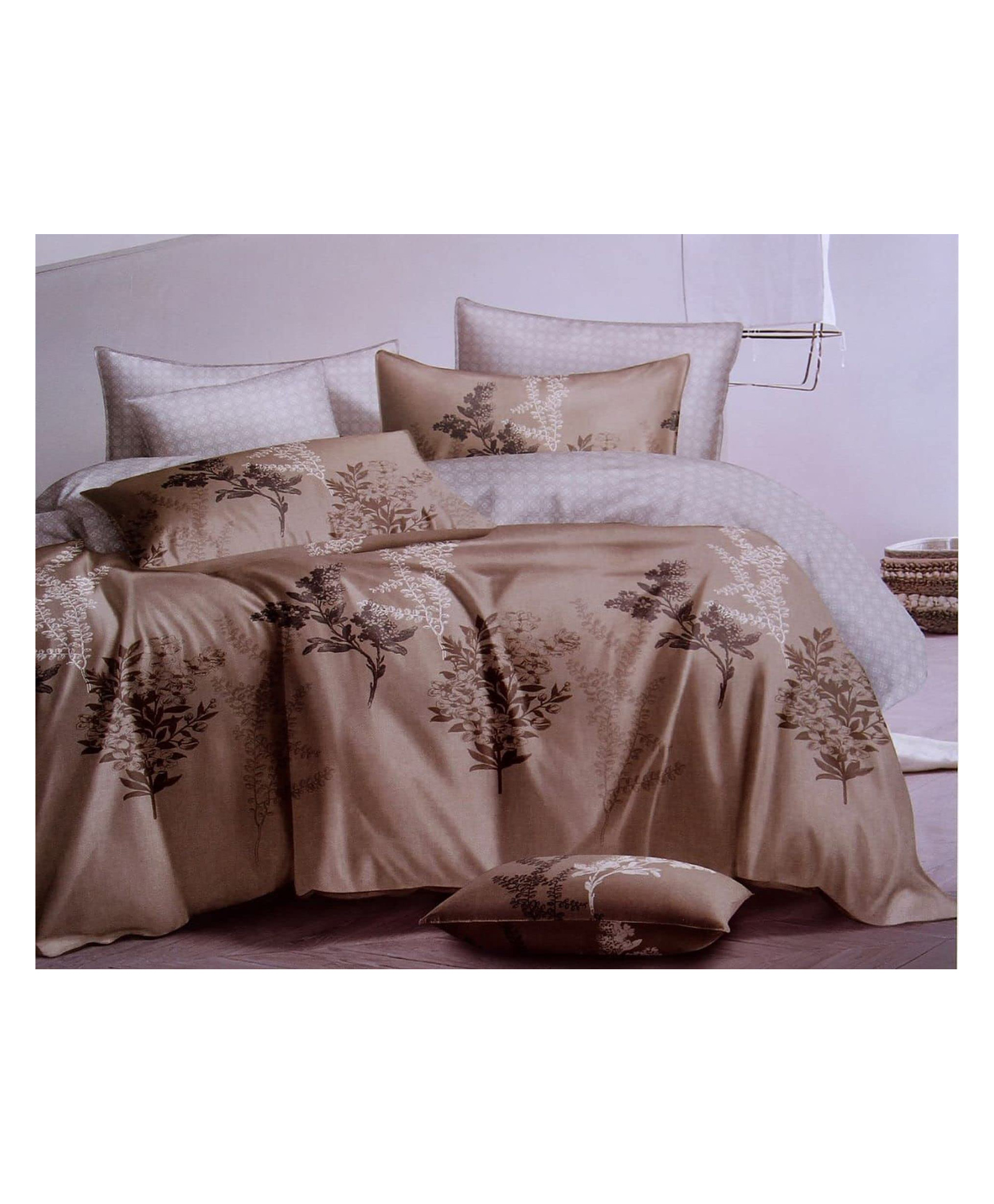 BhaiJi Bedsheets 220 TC Glace Cotton Bed Sheet XXXL King Size 10 Feet Bedsheet 107x120 Inch Without Joints With 2 Pillow covers - Brown Tree-image-11