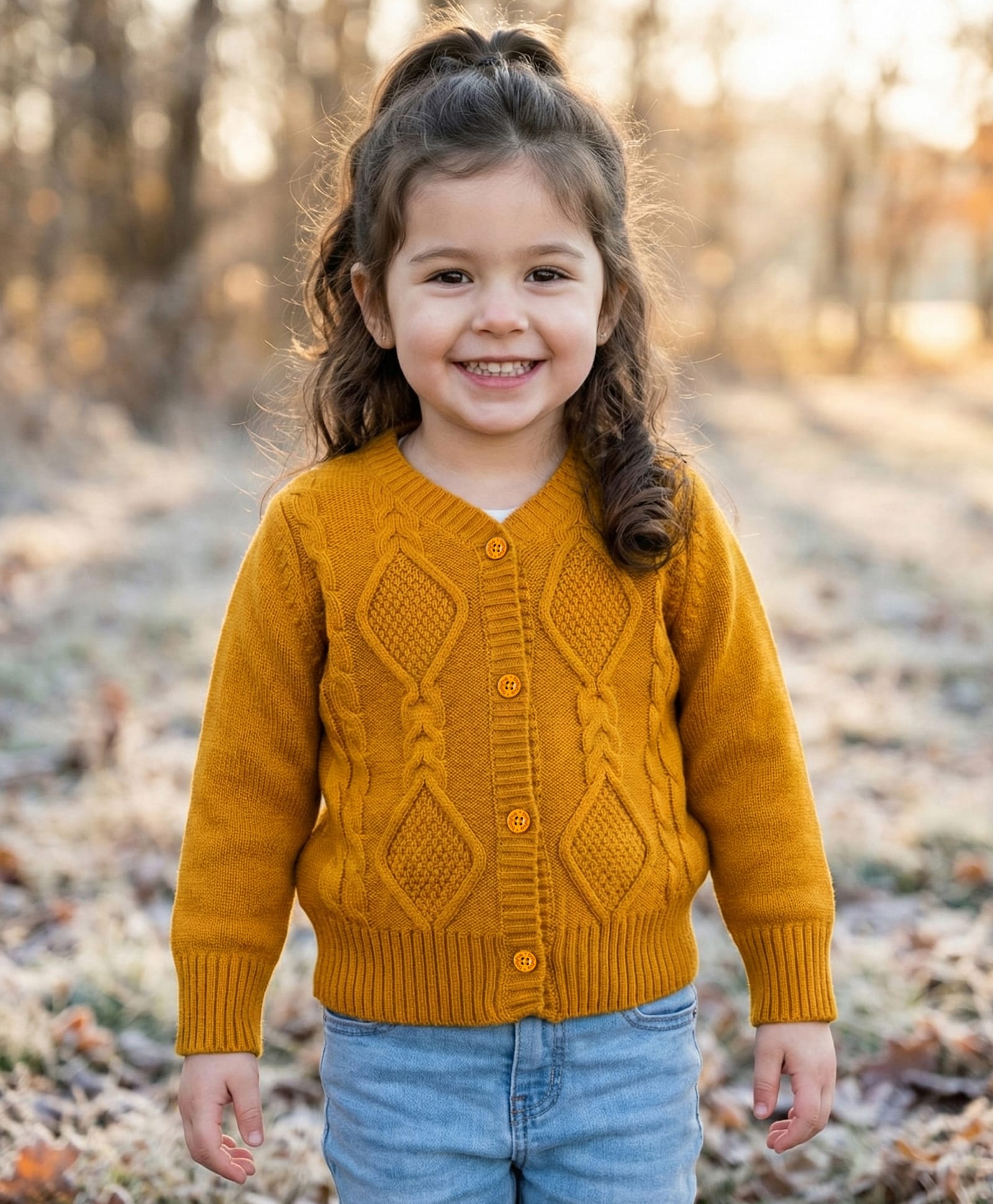 Babyhug Knit Full Sleeves Front Open Sweater with Cable Knit Design - Yellow-picture-21