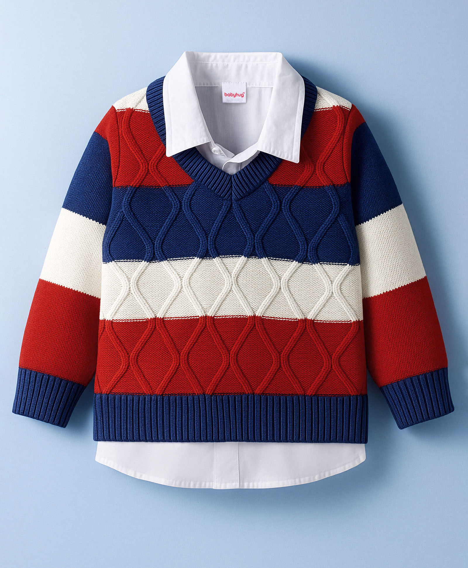 Babyhug Knit Full Sleeves Pullover Sweater With Cable Knit Design - Multicolour-picture-33