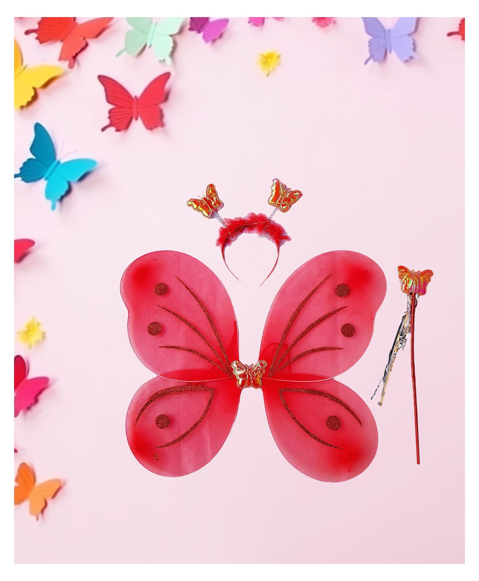 Funcart Butterfly Fairy Wing Set - Red-picture-5