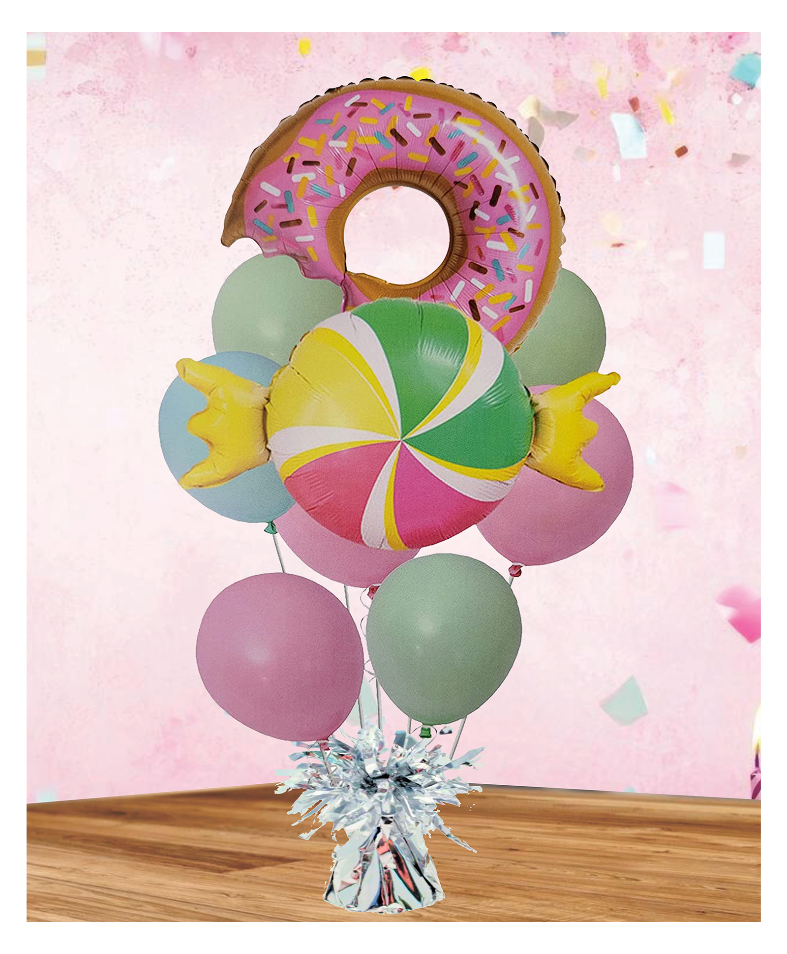 Funcart Donut Lollipop Balloon Kit Donut Mylar Balloons Multicolor - Pack of 9-image-27