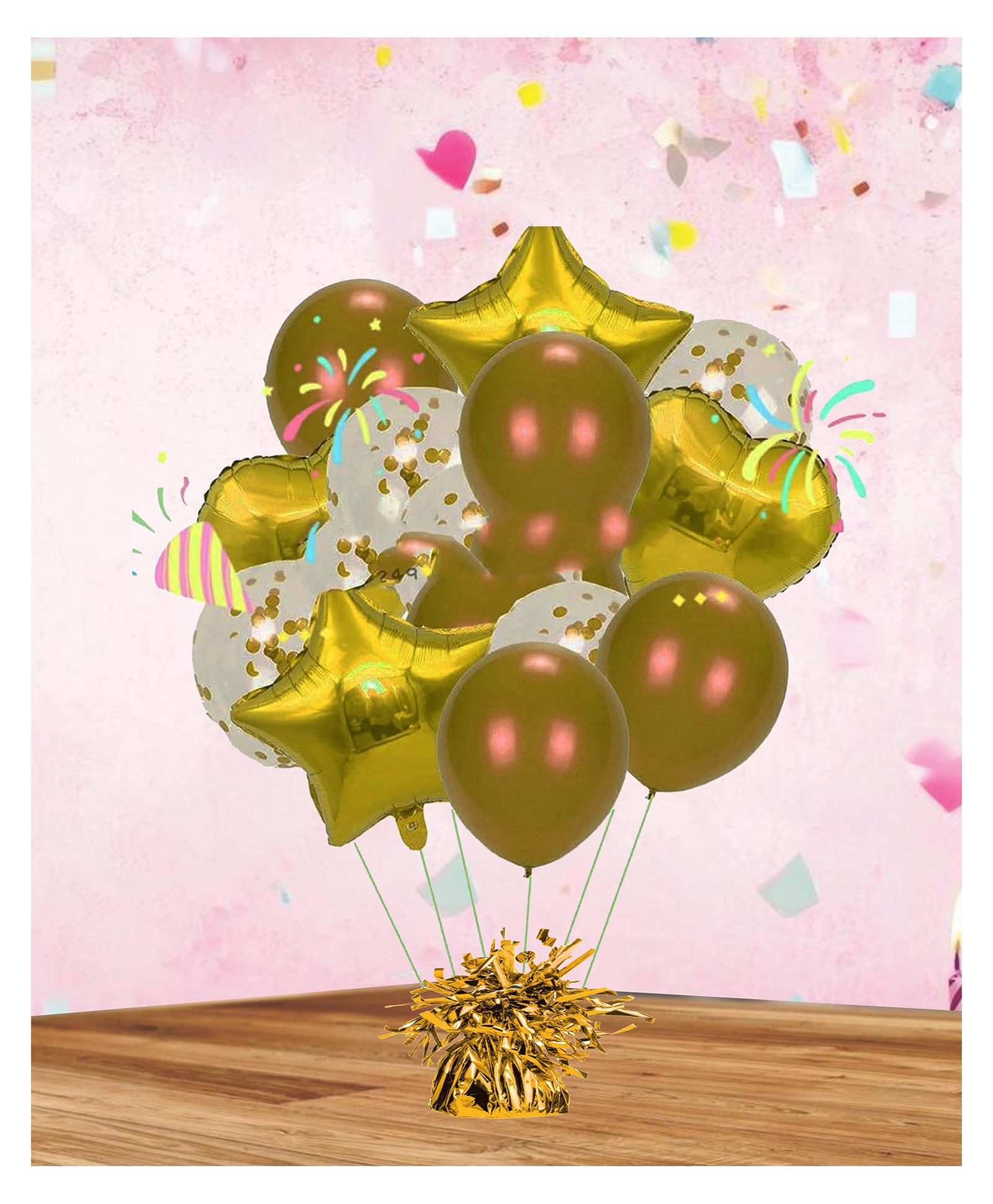 Funcart Star Balloon Decoration Bouquet Golden - Pack of 9-picture-34