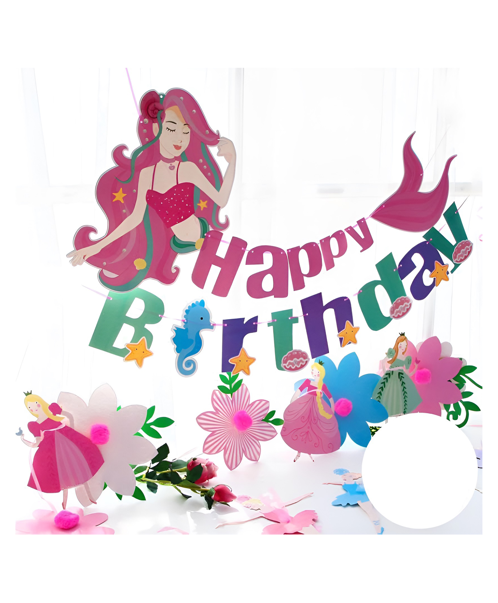 Funcart Little Mermaid Happy Birthday Banner - Multicolor-image-43