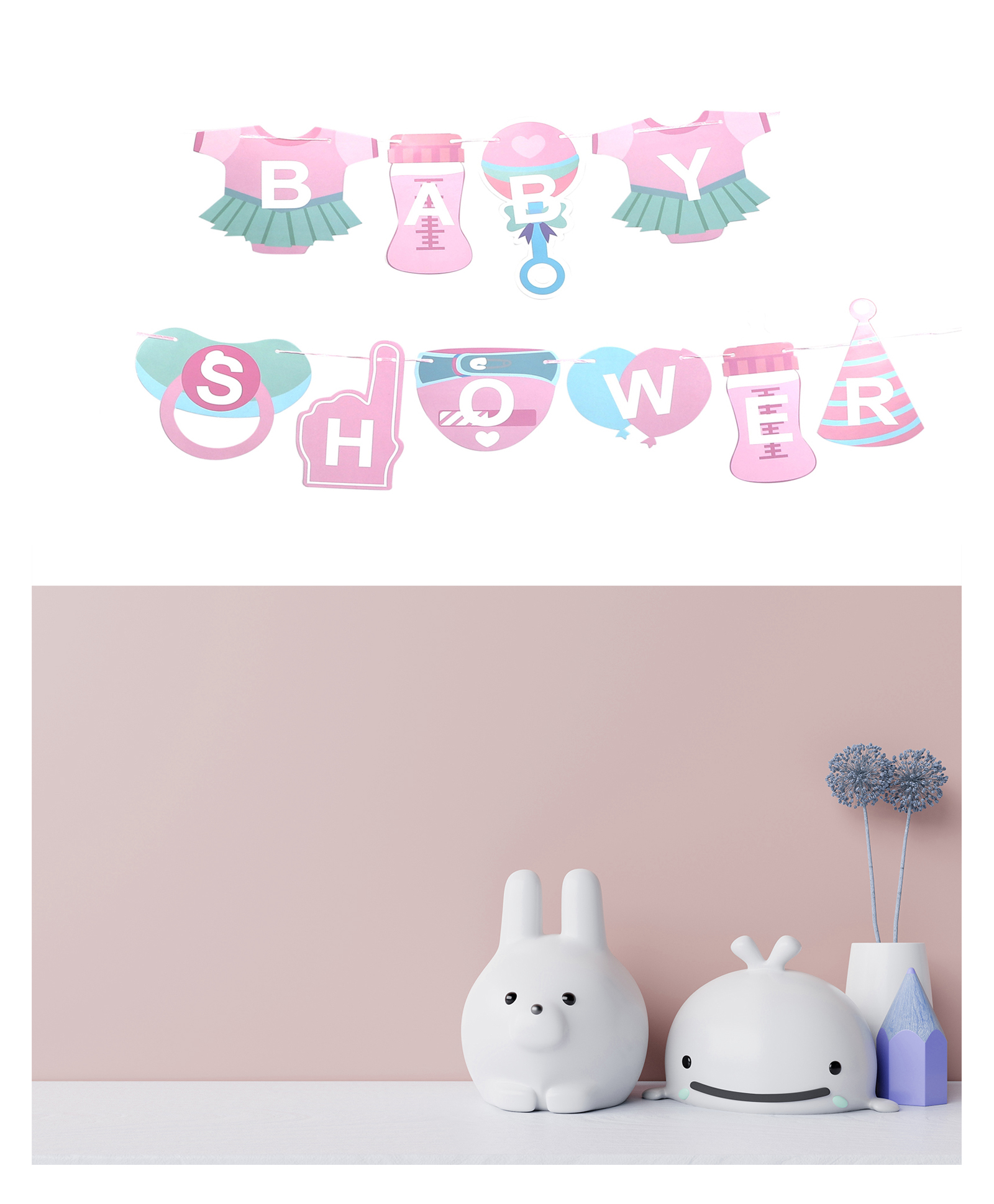 Funcart Baby Shower Prop Cutouts Banner - Pink-picture-27