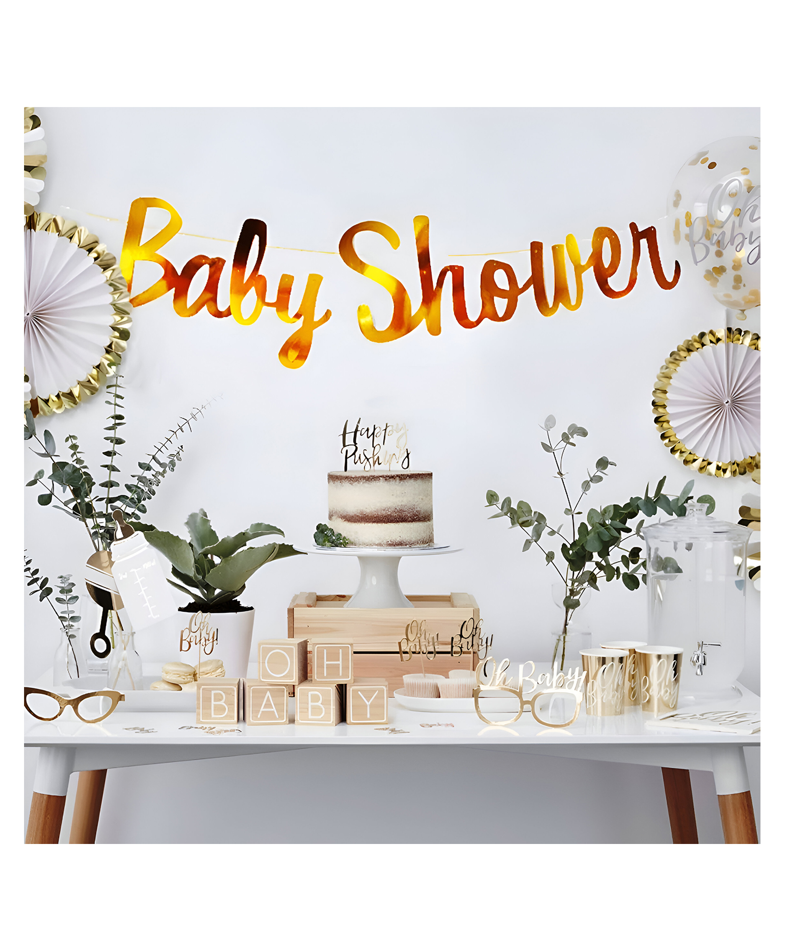 Funcart Metallic Baby Shower Letter Banner - Golden-picture-19