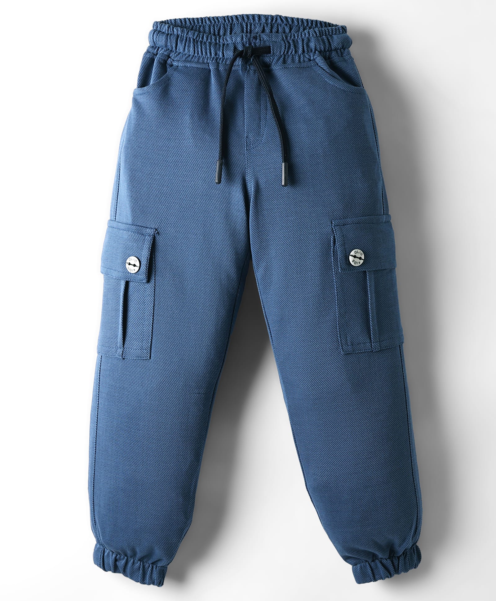 Olio Kids Cotton Knit Full Length Lounge Pant With Text Print - Navy Blue-picture-9