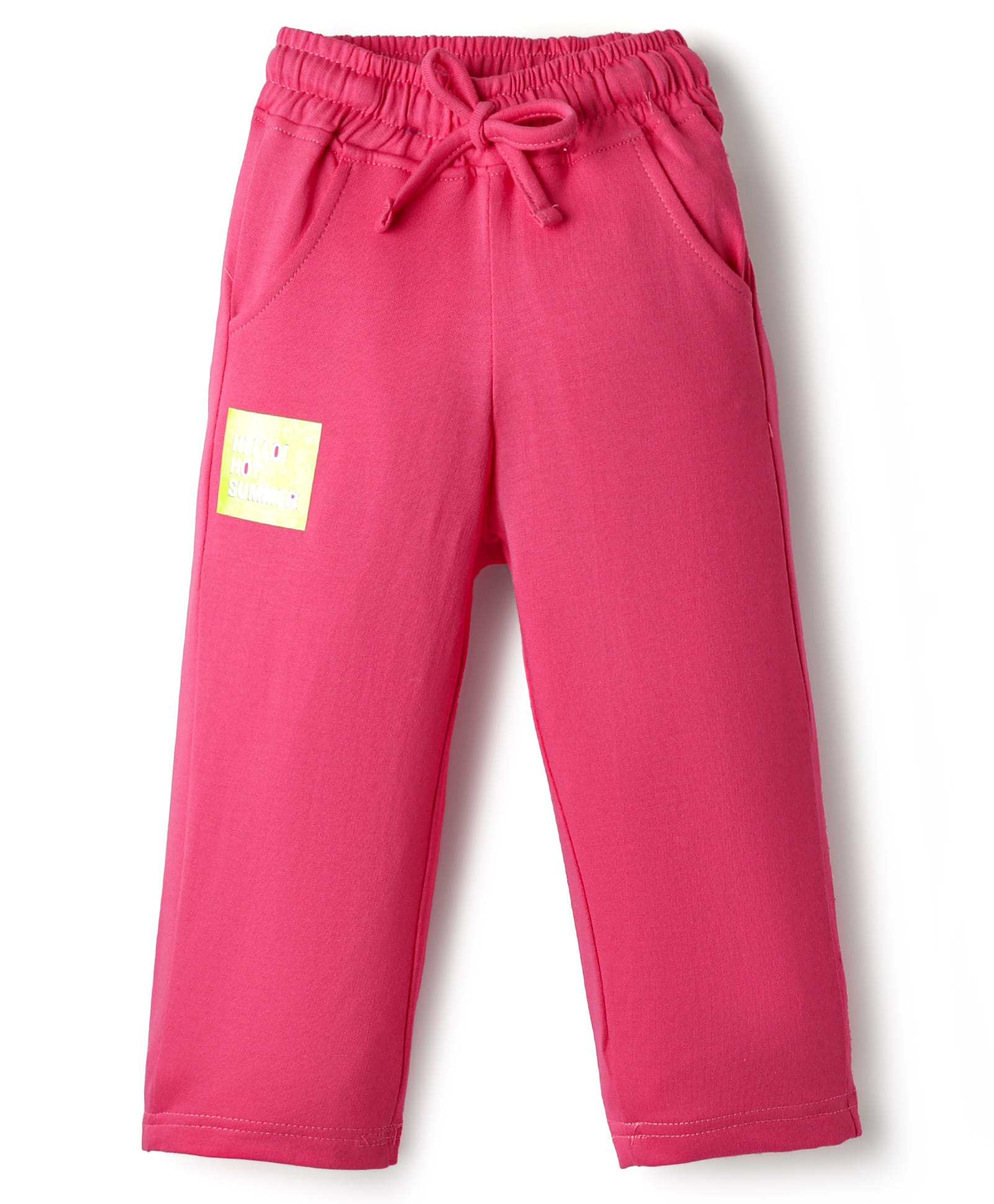 Olio Kids Cotton Knit Full Length Lounge Pant With Text Patch - Fuchsia-picture-16