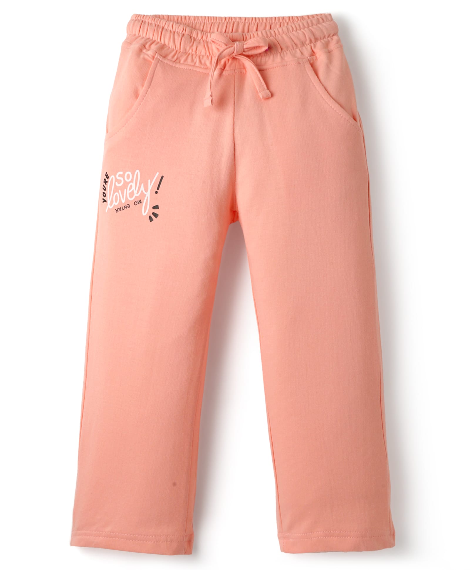 Olio Kids Cotton Knit Full Length Lounge Pant With Text Print - Pink-image-16