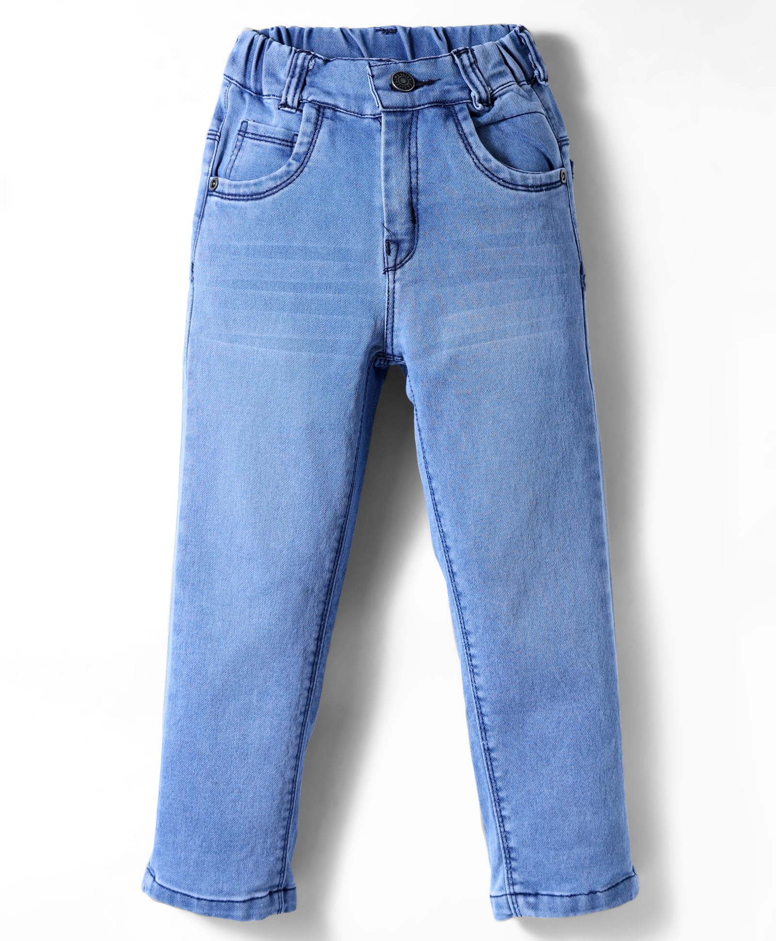 Olio Kids Denim Woven Full Length Solid Colour Jeans - Light Blue-picture-31