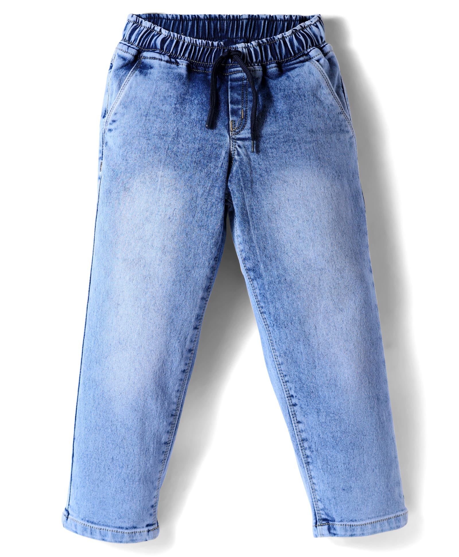 Olio Kids Denim Woven Full Length Solid Colour Jeans - Light Blue-picture-22