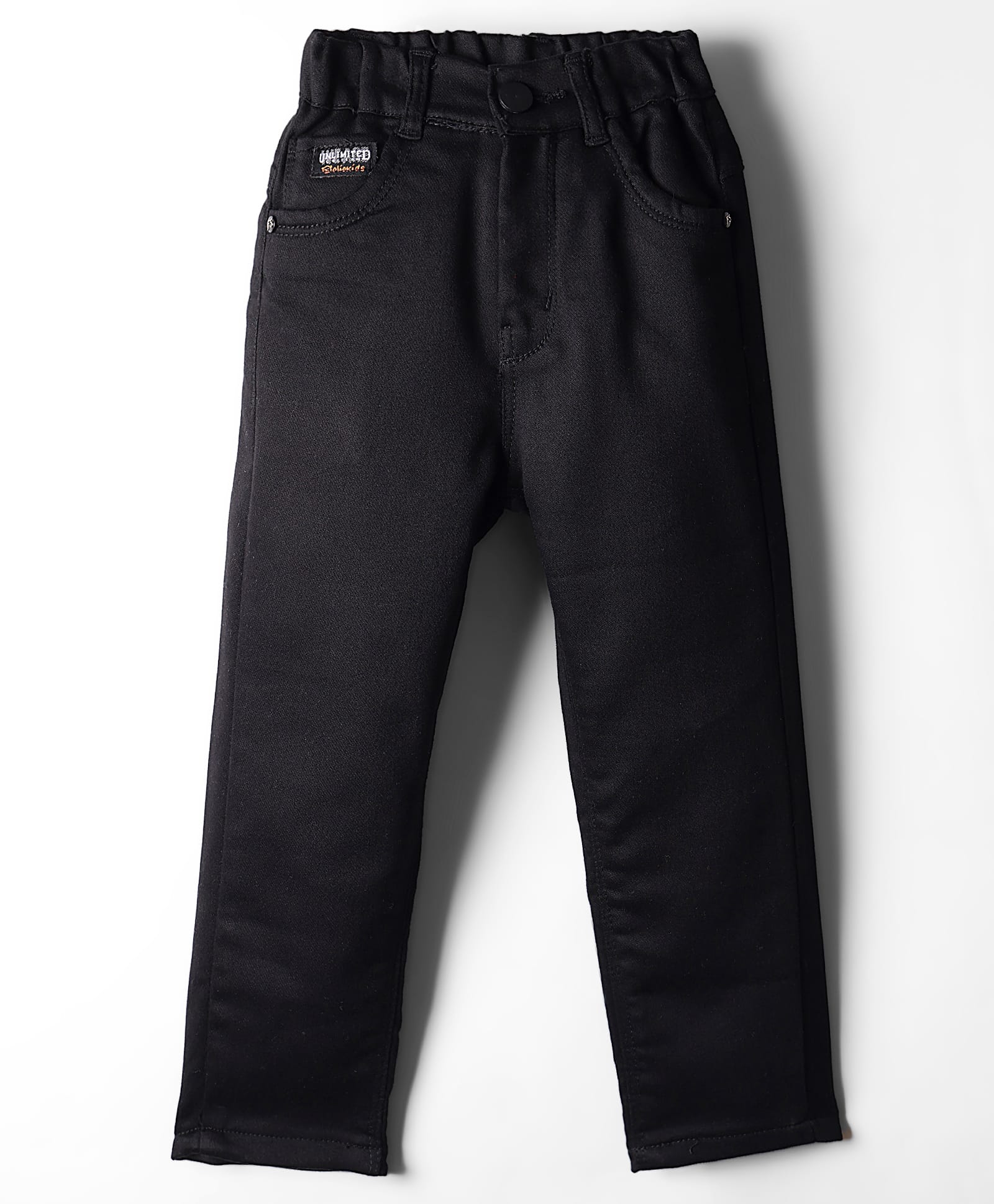 Olio Kids Cotton Woven Full Length Trouser With Text Patch - Black-picture-23
