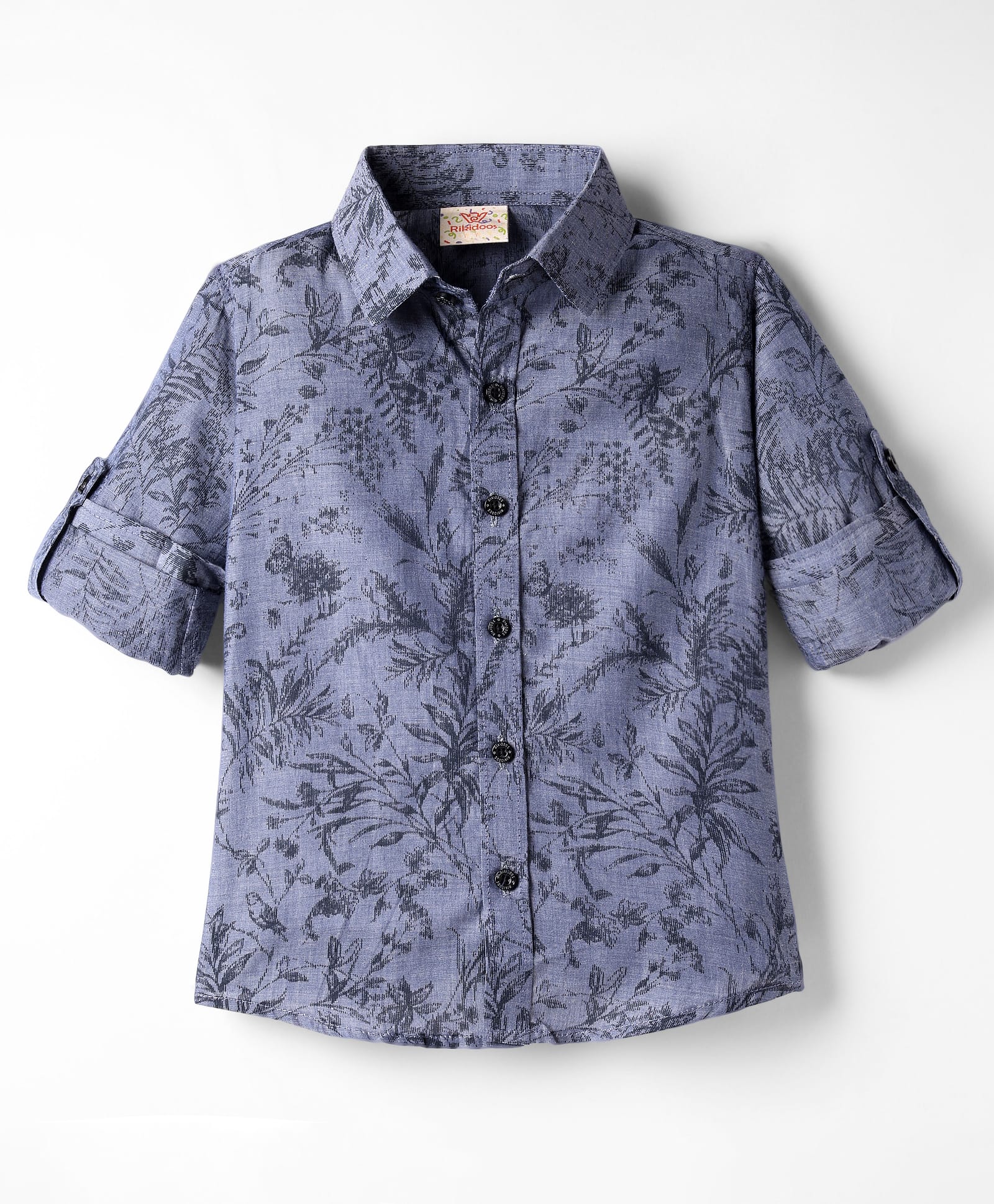 Rikidoos Cotton Woven Full Sleeves Leaves Printed Shirt - Blue-picture-26