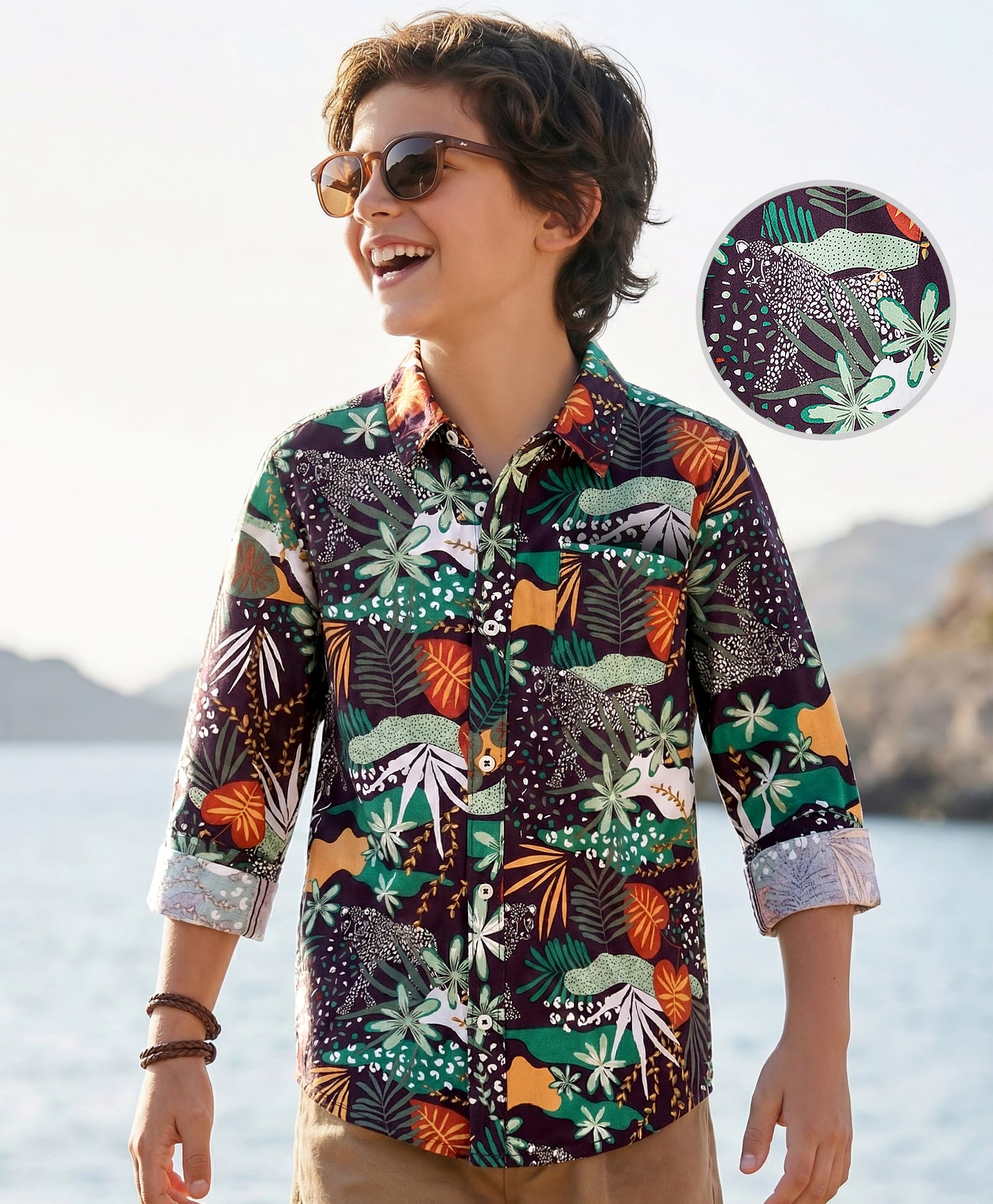 Pine Kids Cotton Woven Full Sleeves Shirt with Jungle Safari Print - Multicolor-picture-14