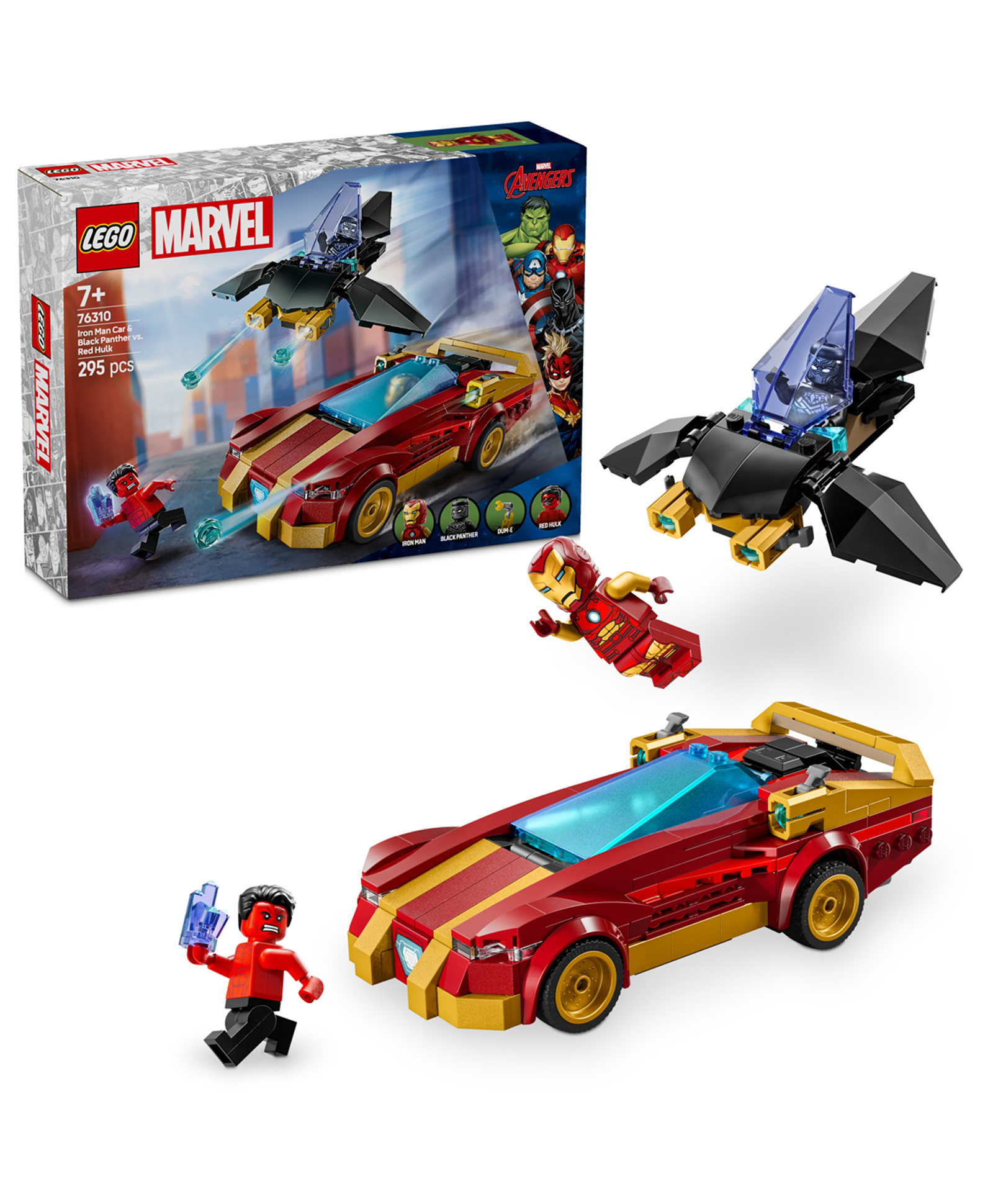 LEGO Marvel Iron Man Car & Black Panther vs. Red Hulk Buildable Playset 295 pieces-76310-image-33