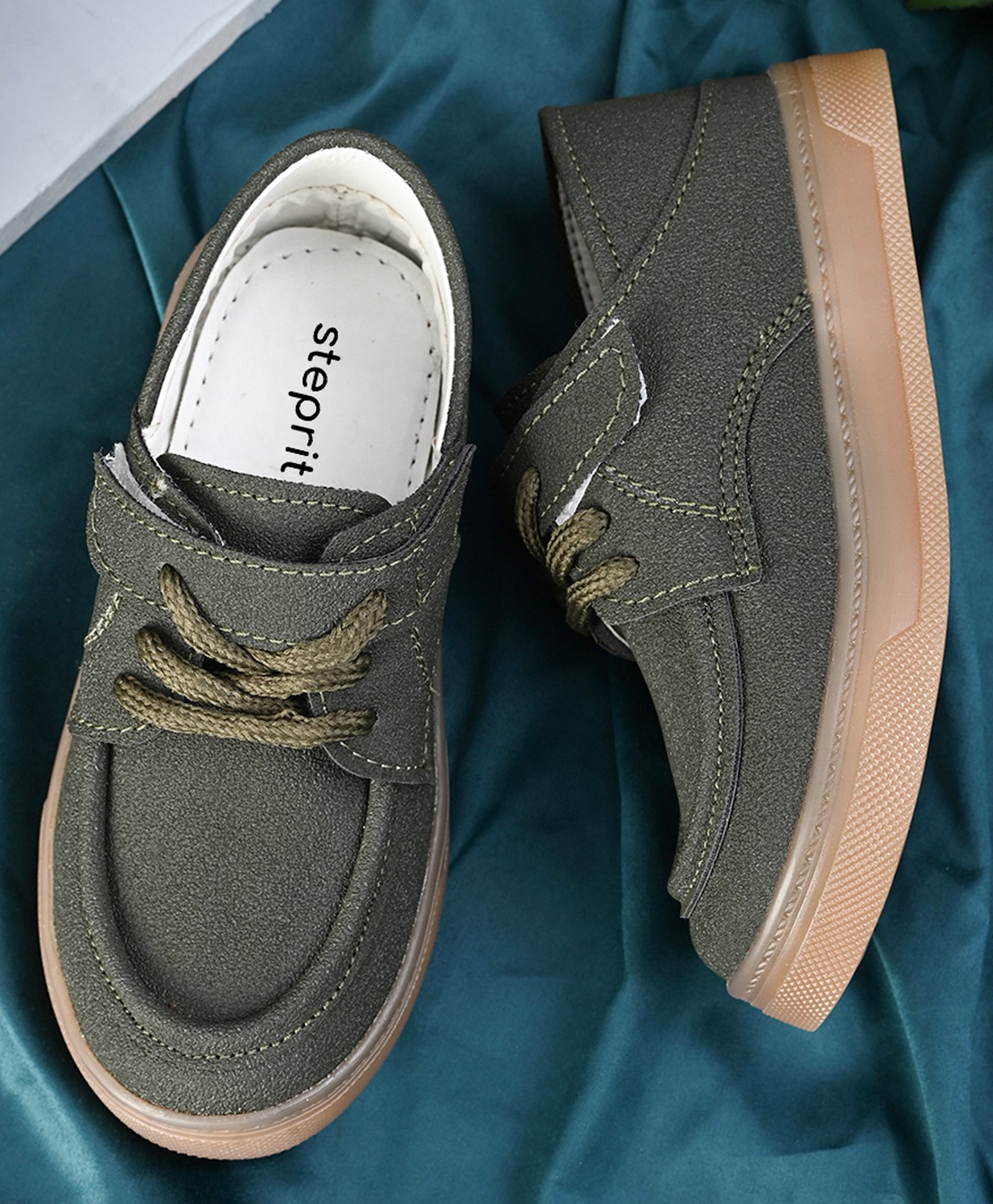 Steprite Colour Blocked Velcro Closure Sneakers - Olive Green-picture-29