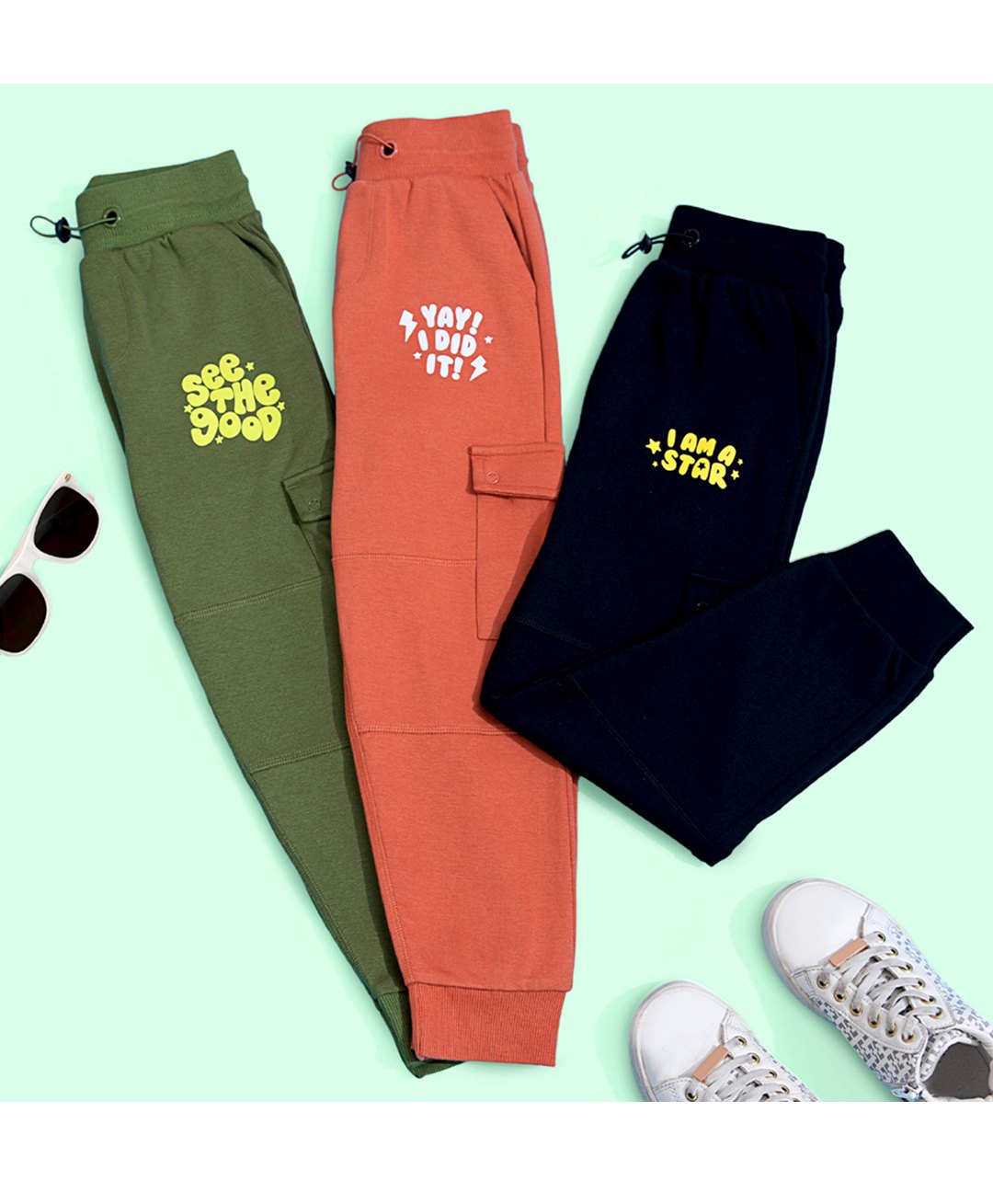 SuperBottoms Premium Cotton Knit Pack Of 3 Typograhy Printed Pajamas - Multi Colour-picture-18