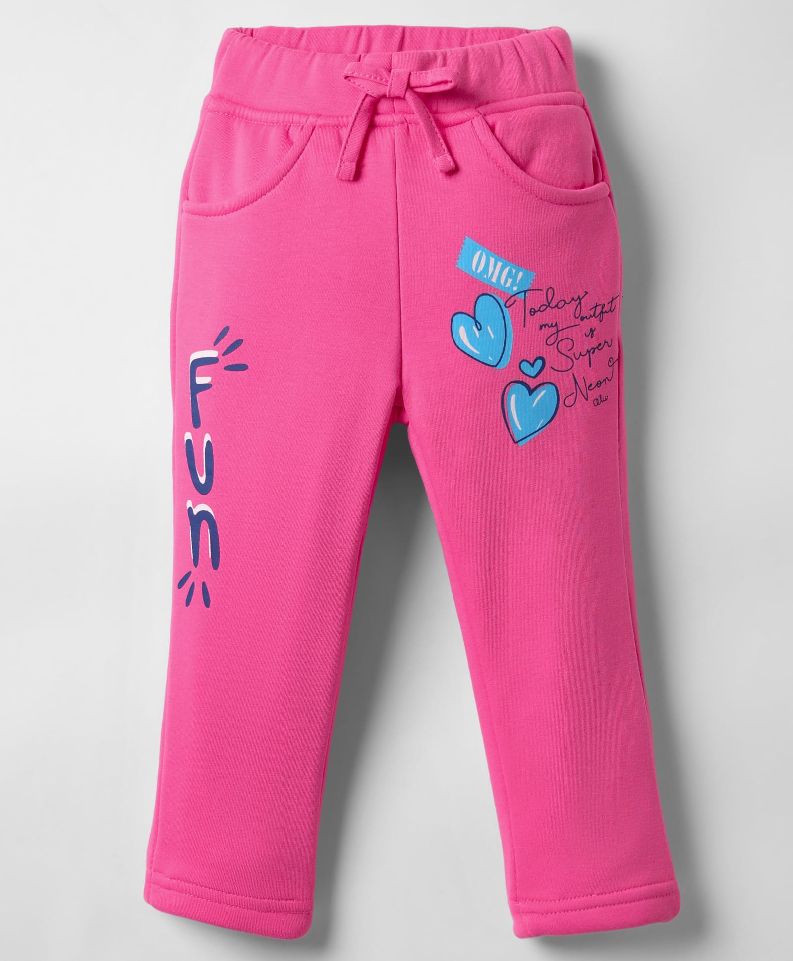 Olio Kids Full Length Woollen & Fleece Pant with Text Print - Fuchsia-image-30