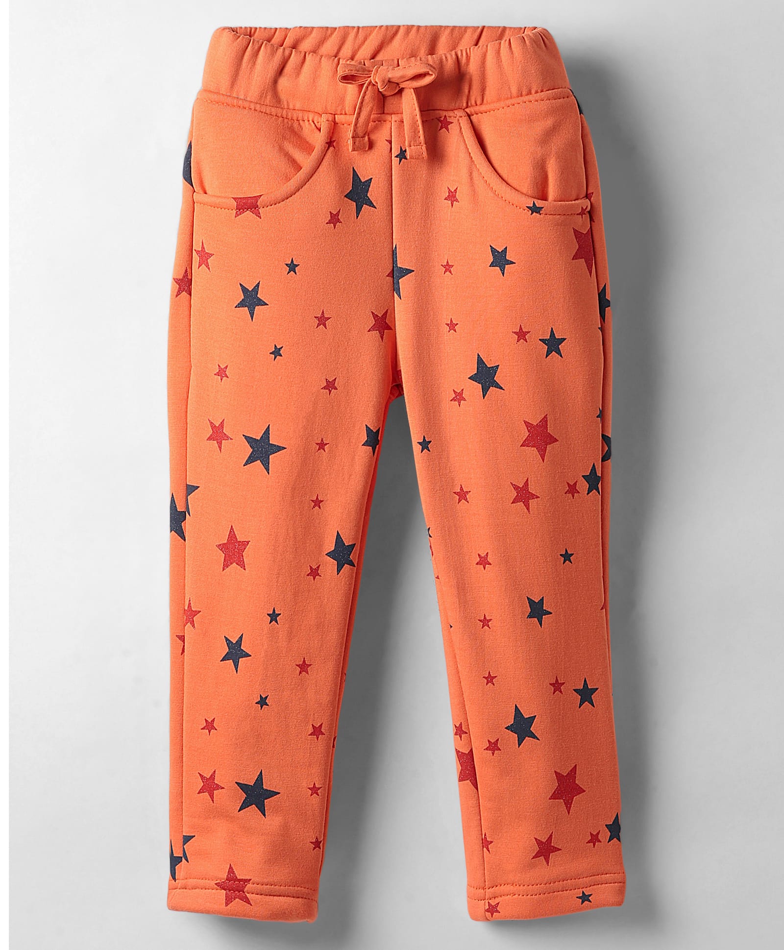 Olio Kids Full Length Woollen & Fleece Pant with Star Print - Orange-image-14
