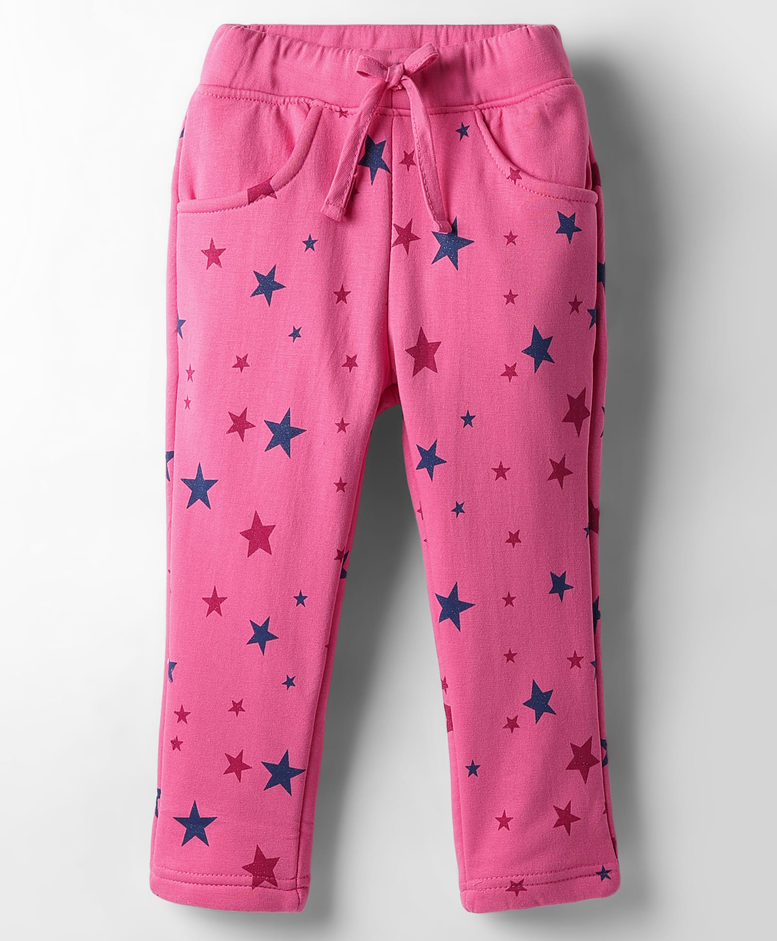 Olio Kids Full Length Woollen & Fleece Pant with Star Print - Fuchsia-image-16