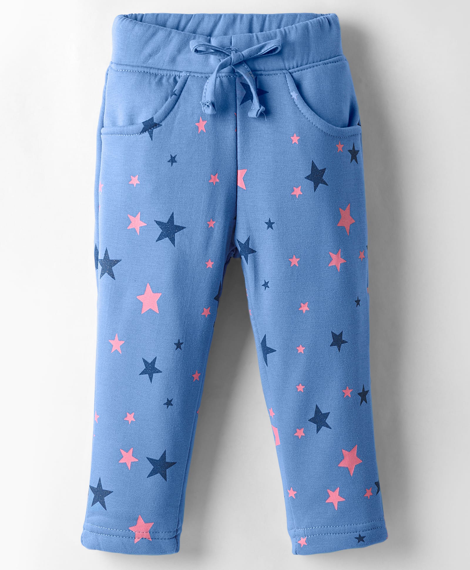 Olio Kids Full Length Woollen & Fleece Pant with Star Print - Blue-image-18