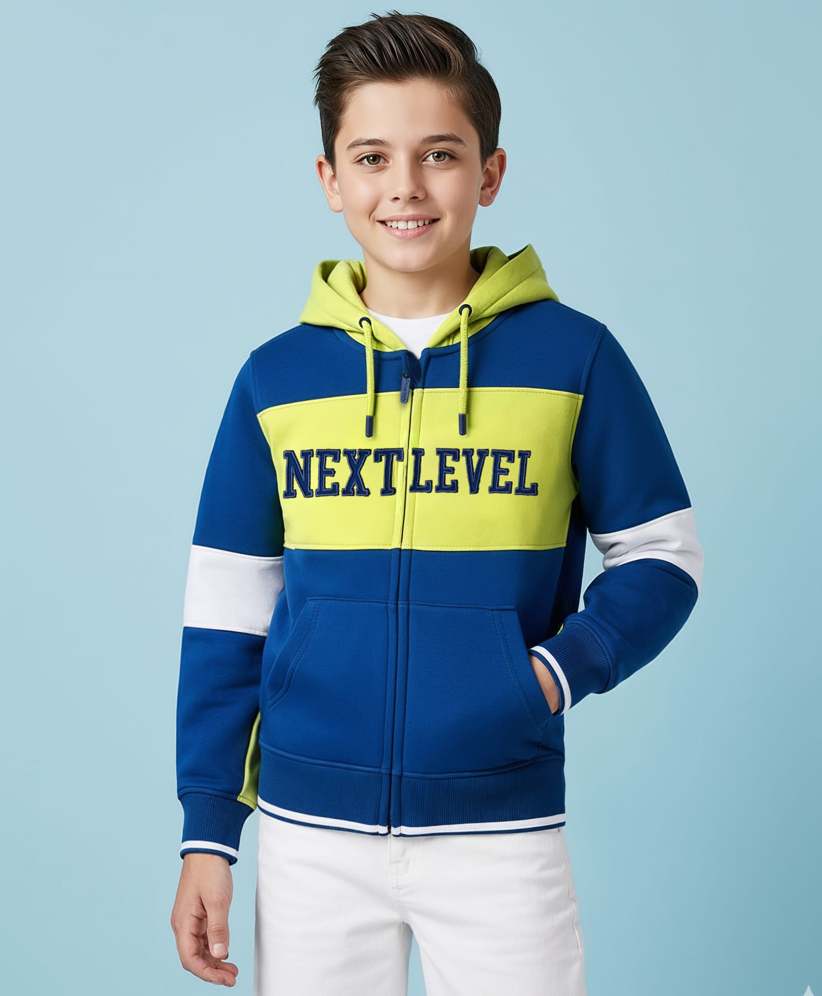 Pine Kids Cotton Knit Full Sleeves Hooded Sweatjacket With Colorado Print - Navy Blue White & Red-picture-33