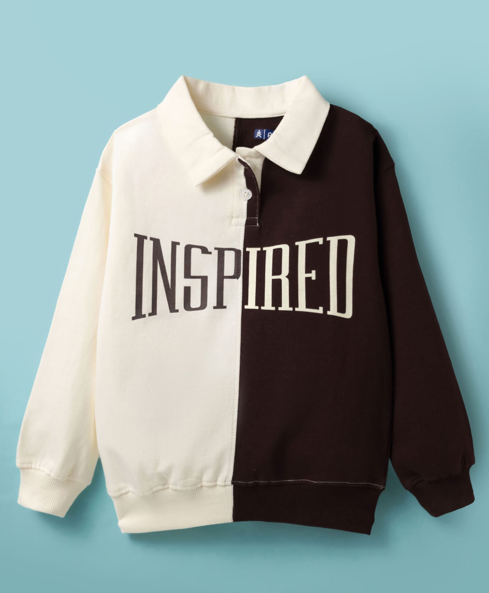 Pine Kids Cotton Knit Full Sleeves Cut & Sew Sweatshirt with Text Graphic - Black & White-picture-17