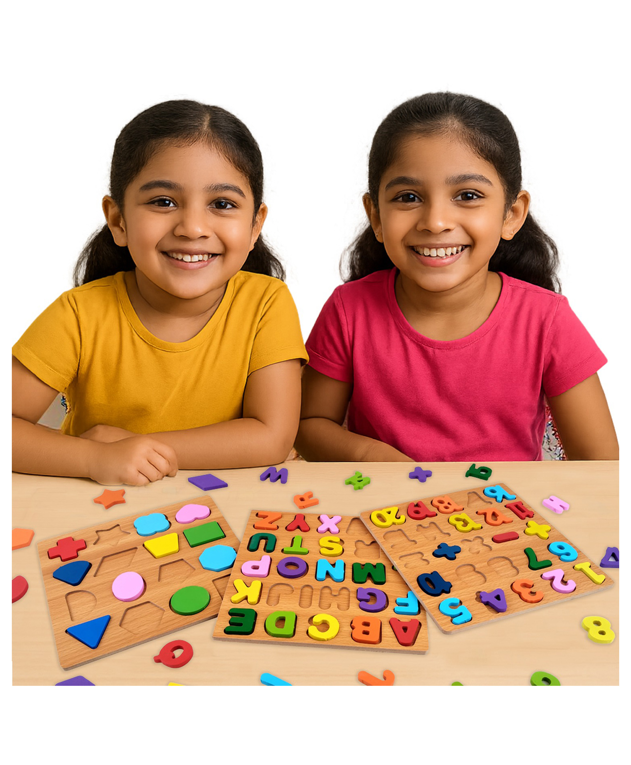 Wudly Wooden Educational Puzzle Board for Kids Alphabet, Numbers & Shapes Toy - Multicolor-image-46