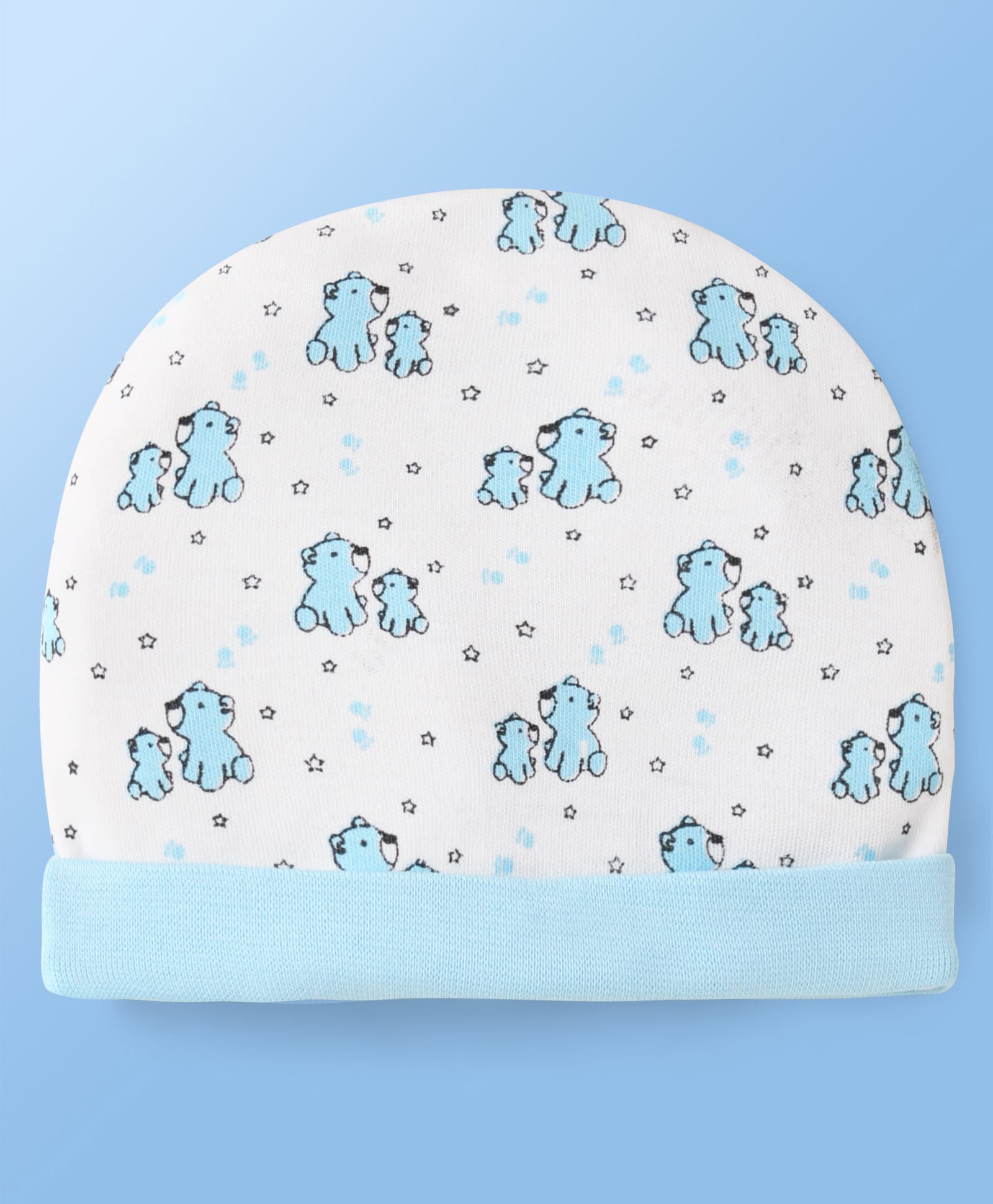 Doodle Poodle Interlock Cotton Knit Cap with Polar Bear in Snow Print Soun Sugar & Bright White - Diameter 10.5 cm-image-14