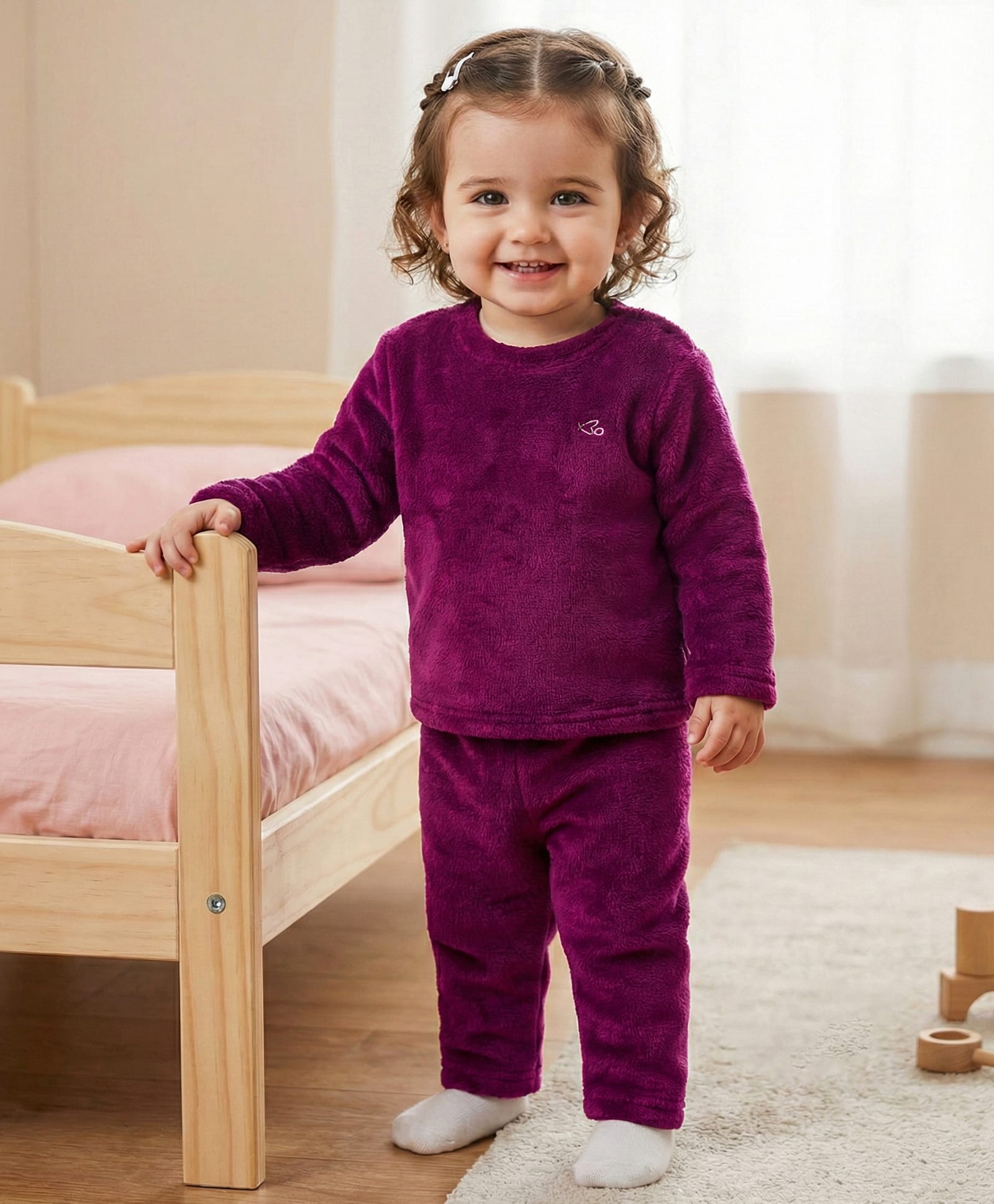Babyoye 100% Cotton Knit Full Sleeves Winter Wear Co-ords Night Suit - Maroon-picture-36