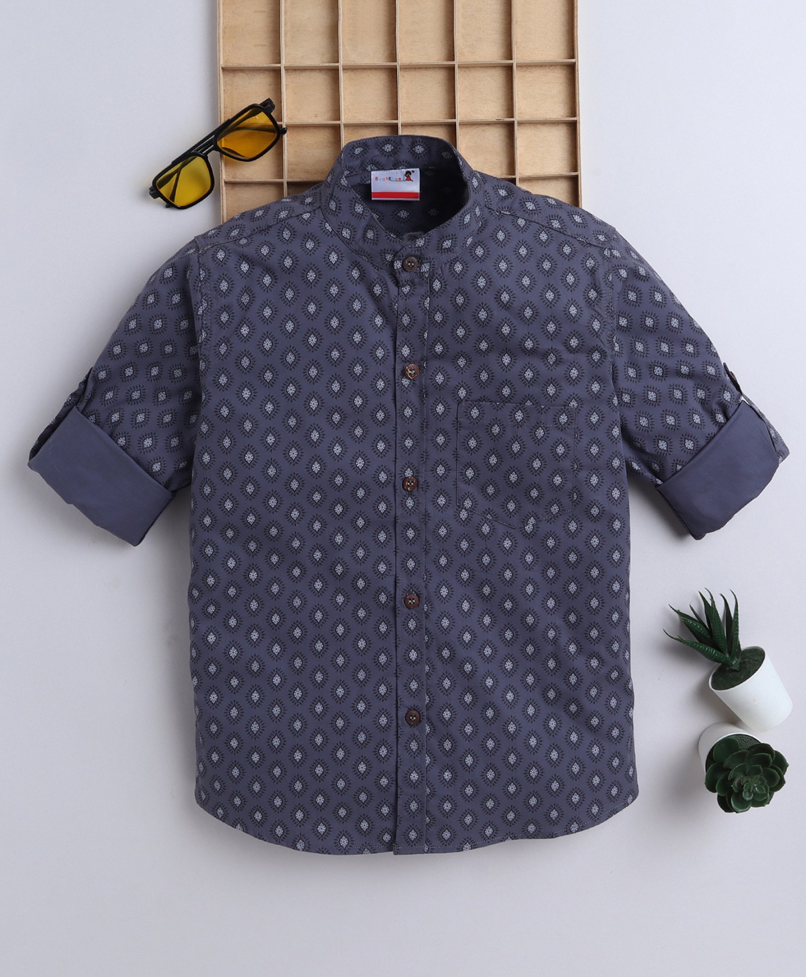 BAATCHEET Cotton Woven Full Sleeves Abstract Printed Shirt - Blue-picture-34