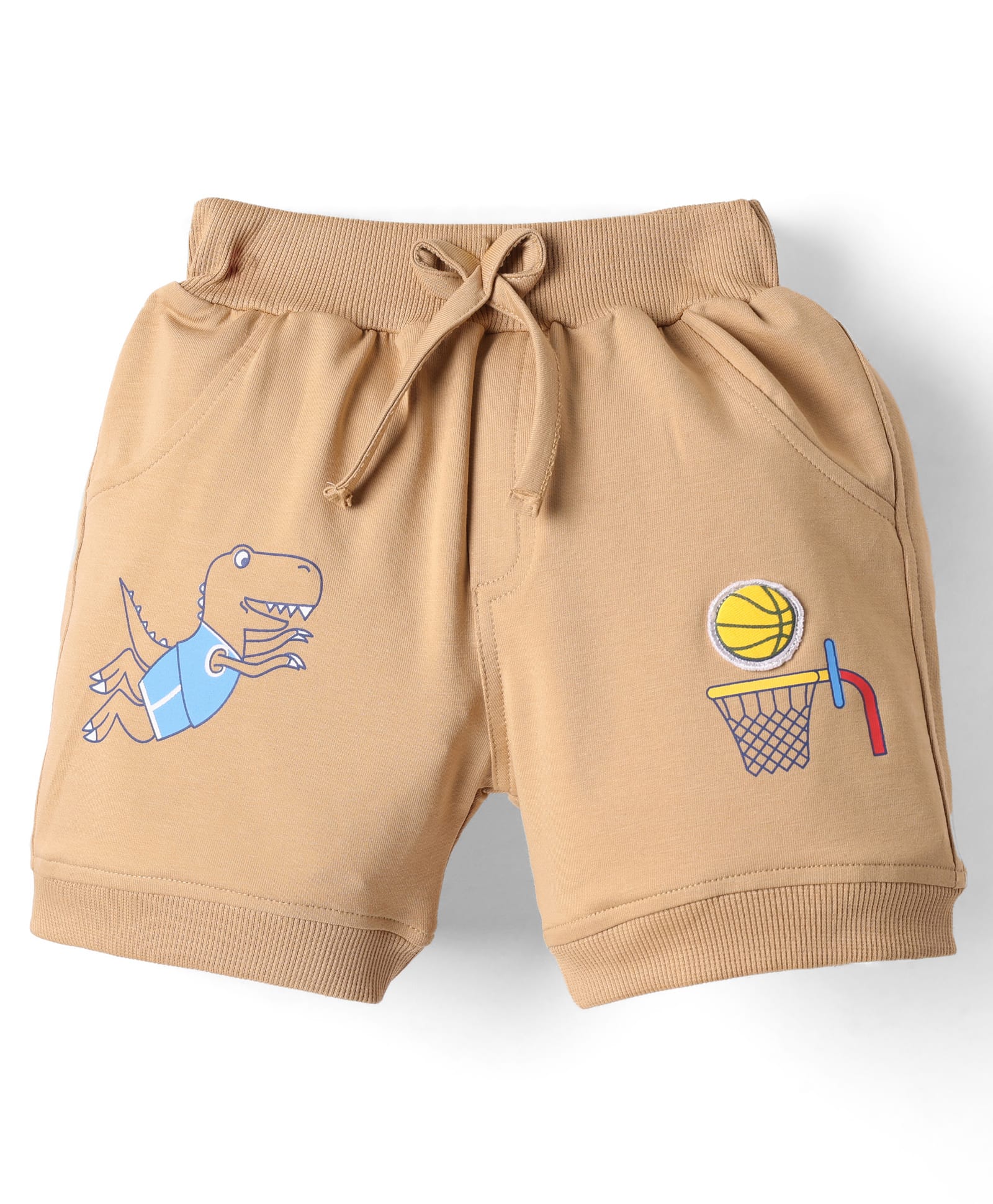 Mini Taurus 100% Cotton Knee Length Shorts With Animal Print - Khaki-image-4