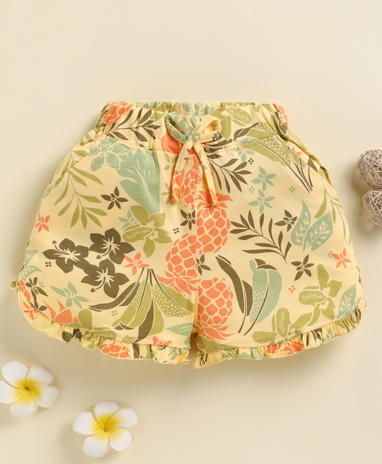 Biskid Cotton Knit Floral Printed Shorts - Gold-picture-16
