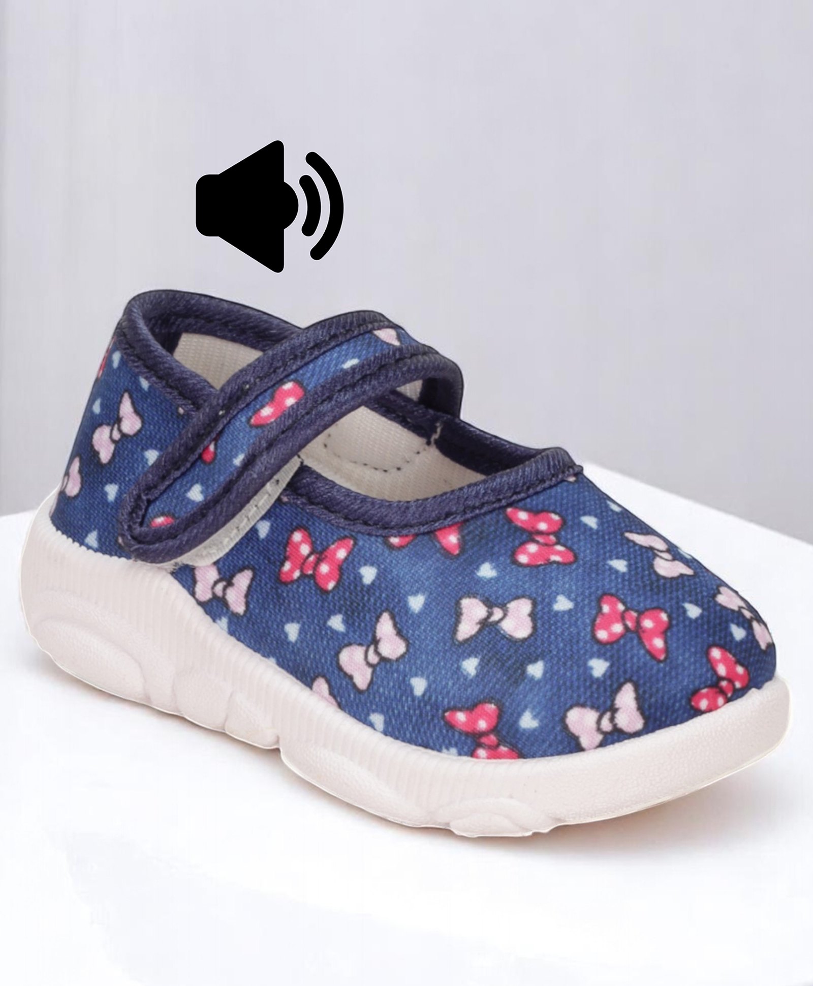 Lil Lollipop Bow & Hearts Designed Mary Jane Musical Ballerinas - Navy Blue-image-10