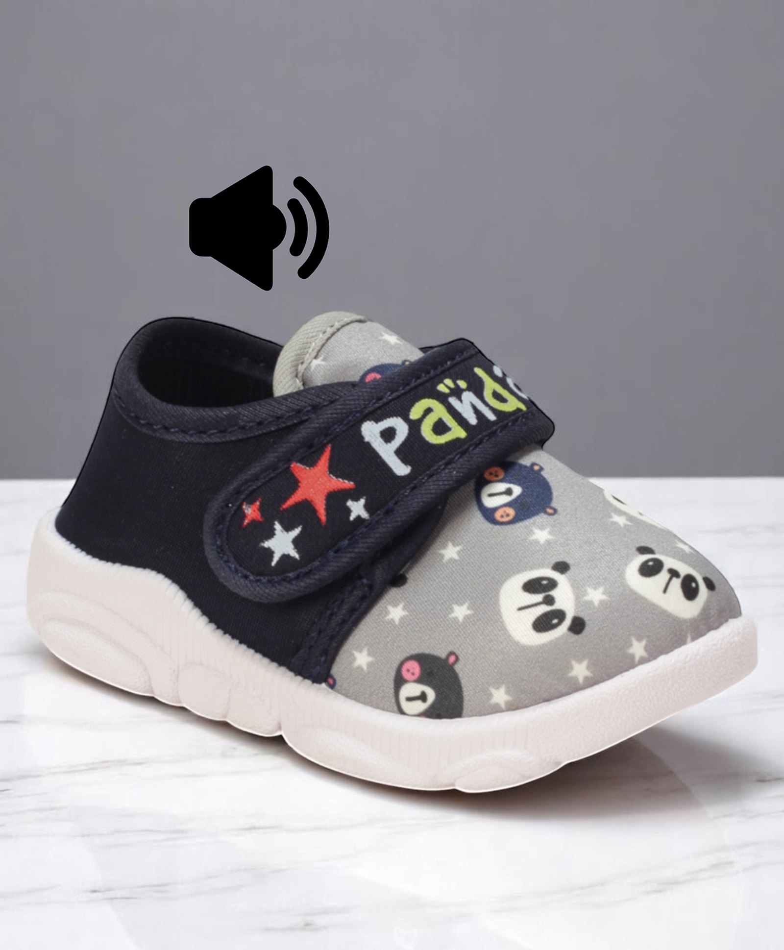 Lil Lollipop Stars & Panda Designed Musical Shoes - Grey-image-43