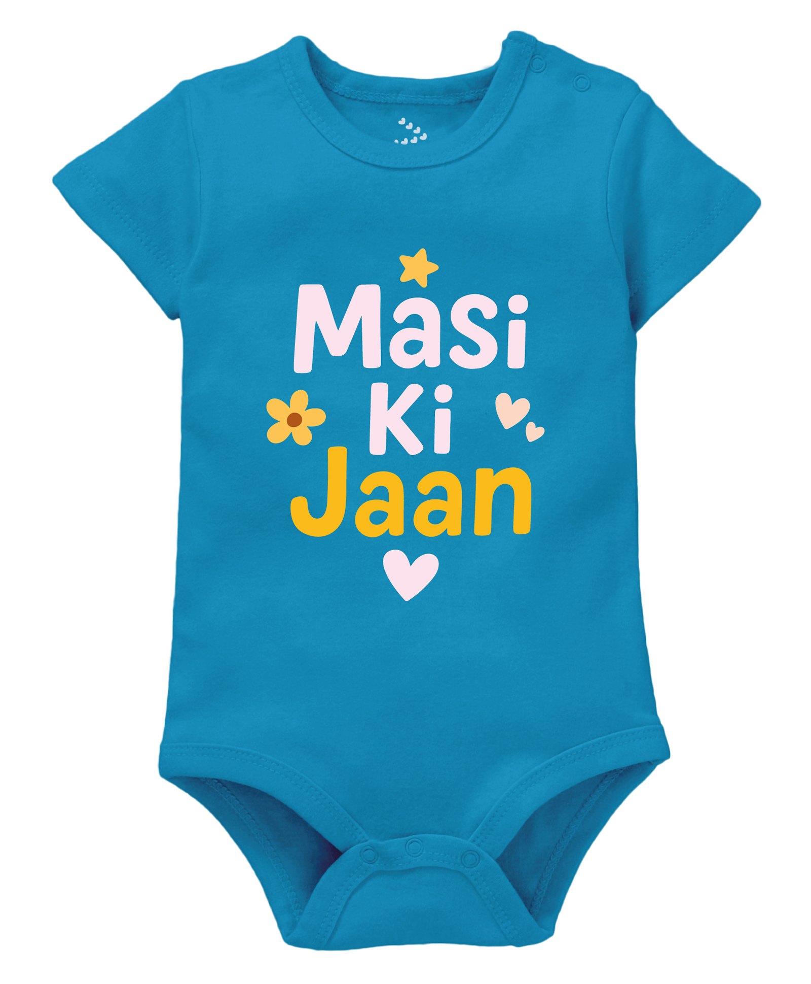 Zeezeezoo 100% Cotton Knit Family Theme Half Sleeves Masi Ki Jaan Text Printed Onesie - Blue-picture-24