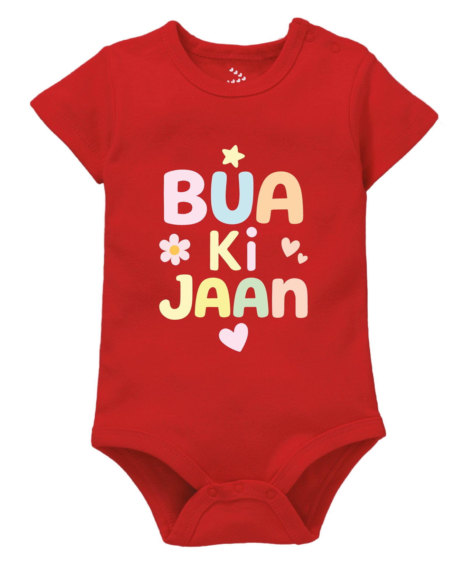 Zeezeezoo 100% Cotton Knit Half Sleeves Bua Ki Jaan Text Printed Onesie - Red-picture-6