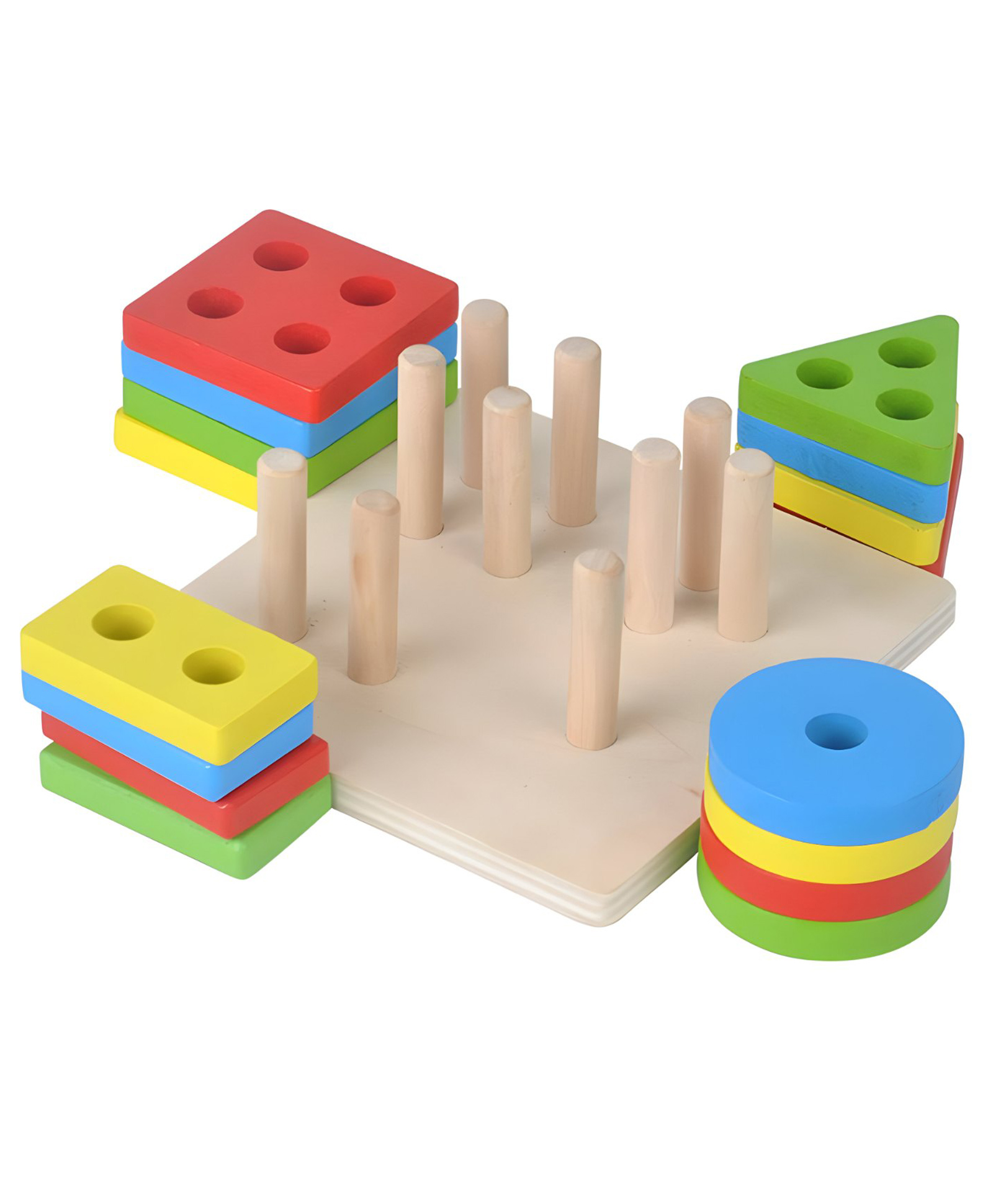 NEGOCIO Baby Brain Development Toys Montessori Match Toy Geometric Sorting Board Wooden Blocks Kids Educational Toys Building Blocks- PACK OF 1- COLOR MAY VARY-image-31