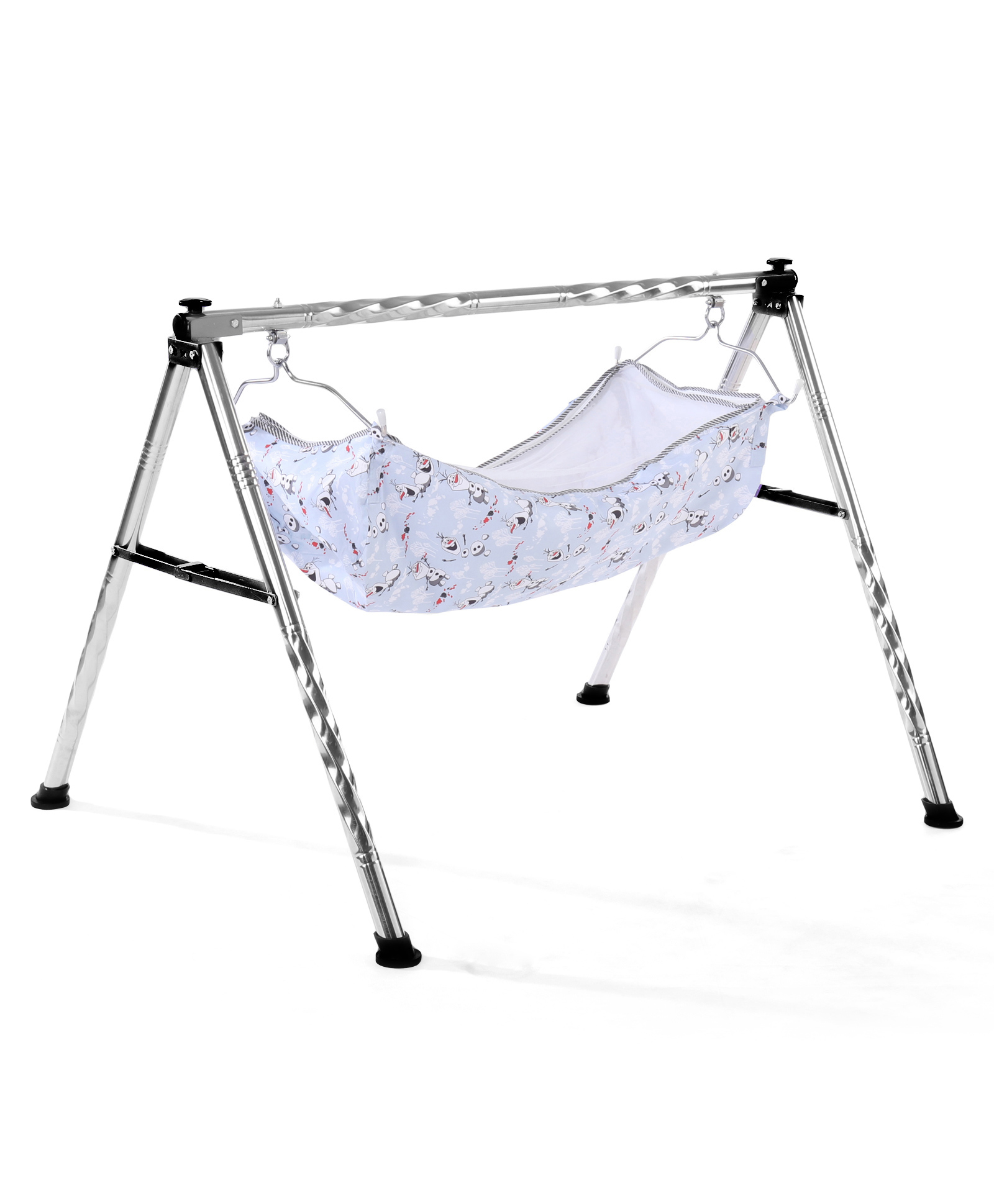 fab n funky Foldable Cradle in Round Frame with U Shape Hammock |Easy to Assemble|Compact Fold| Mosquito Net| Travel Friendly| Breathable Fabric| Storage cum Carry Bag| Round Frame for Extra Strength - Black-picture-13