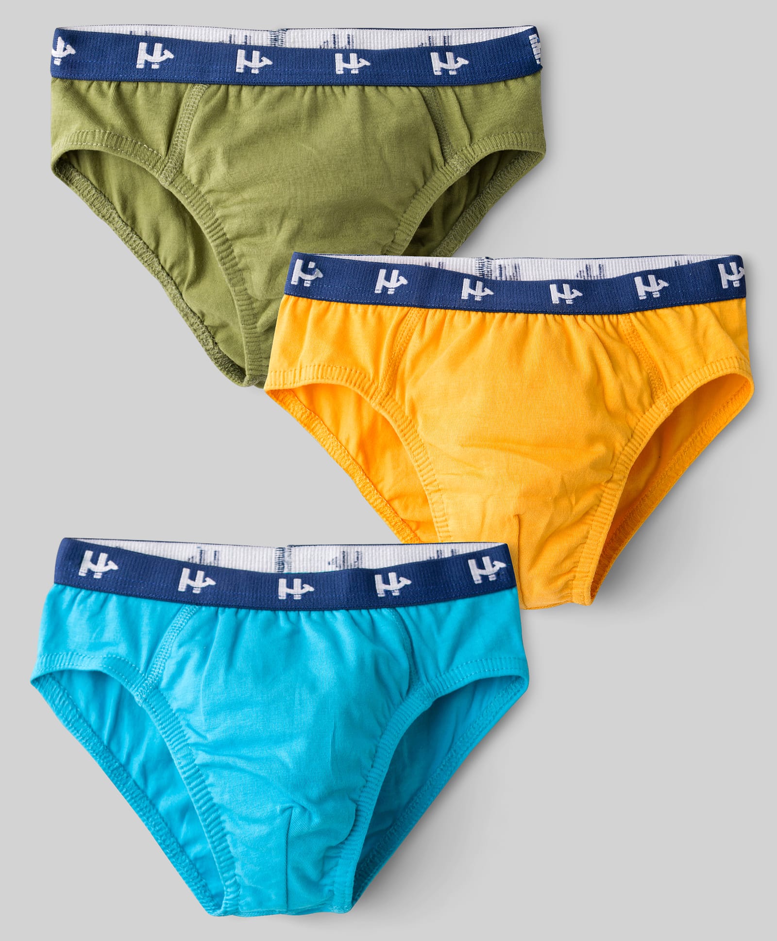 Honeyhap Premium Cotton Elastane Solid Color Briefs With Bio Finish Pack of 3 - Scuba Blueiguana & Banana-picture-22
