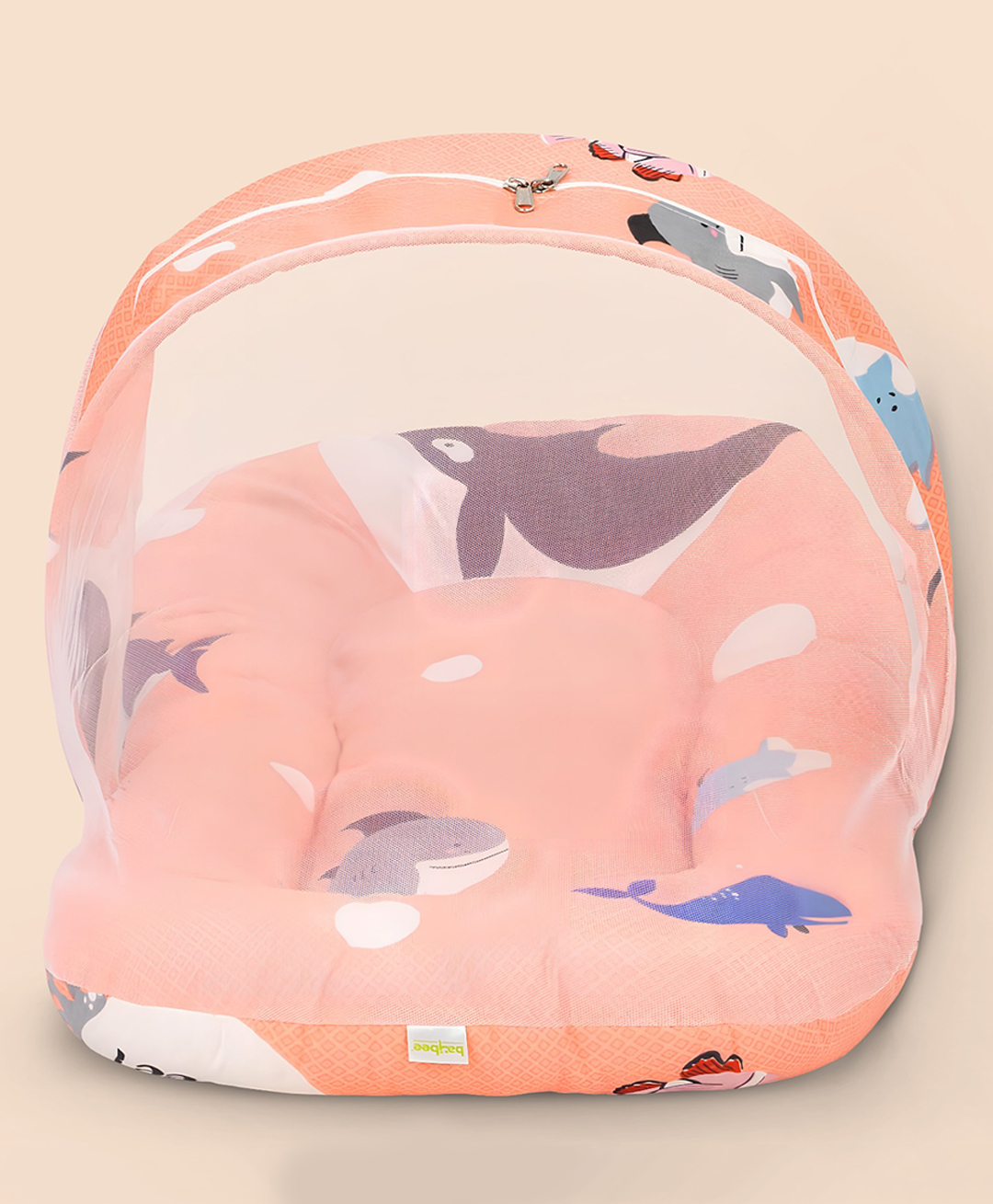 BAYBEE Baby Bedding Set for New Born Baby, Bed Mattress with Mosquito Net & Neck Pillow, Sleeping Nest Travel, Infant Toddler Bed Set Gifts for Baby Boy Girl 0-6 Months (Orange)-image-48