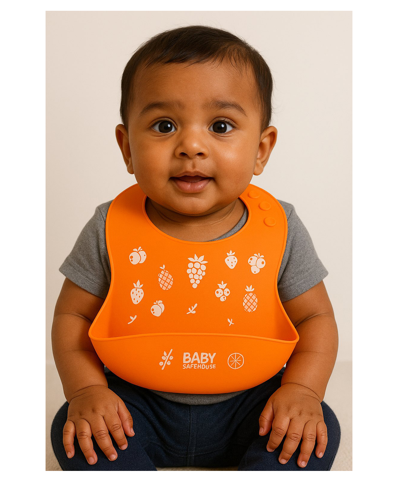 BabySafeHouse Waterproof Silicon Bib/Apron for Feeding & Weaning Infants and Toddlers, BPA Free, Reusable & Easily Washable with Adjustable Collar for 6 months to 4 year Olds (Orange)-image-23