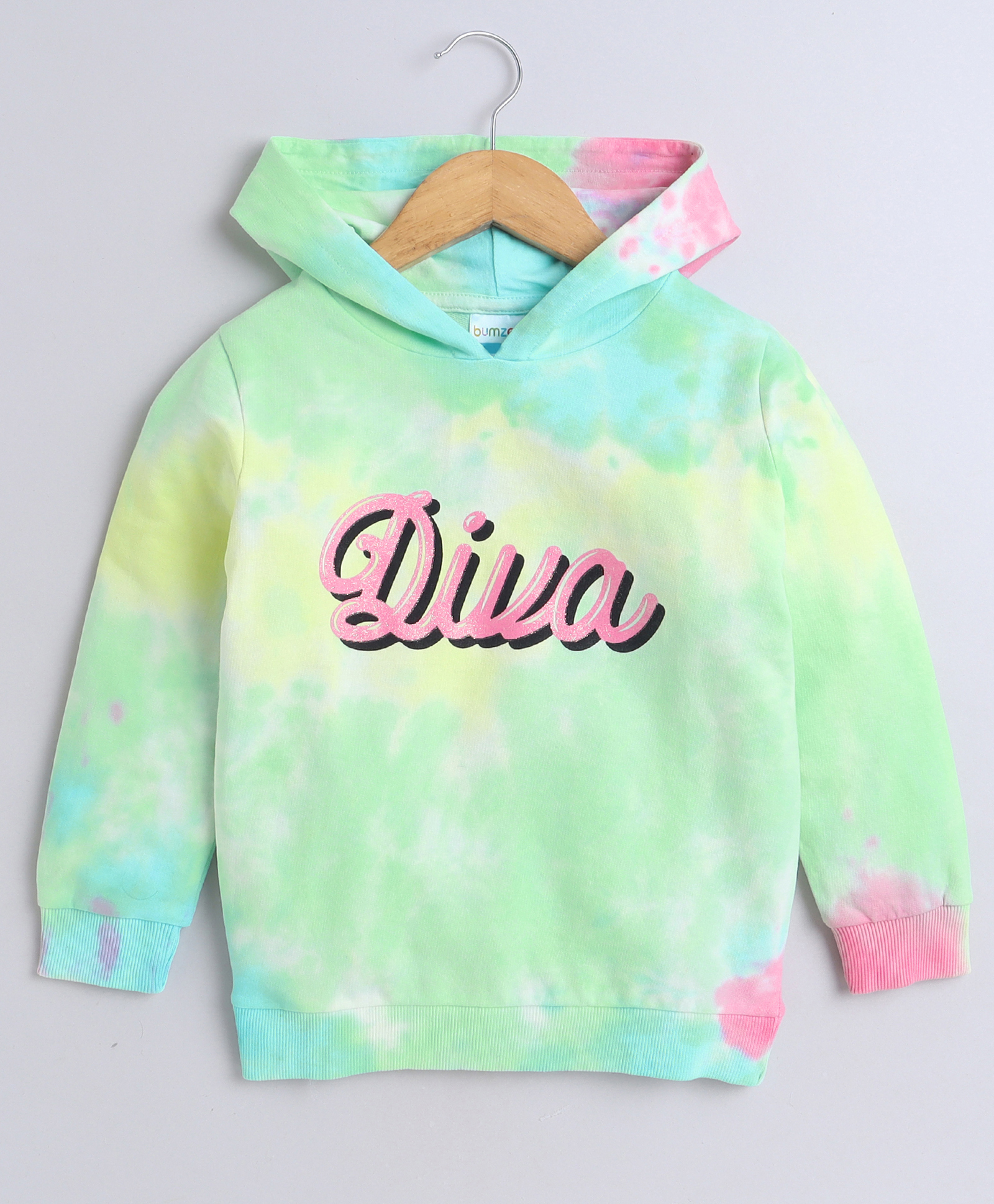 BUMZEE Looper Knit Full Sleeves Text Printed Hooded Sweatshirt - Multicolor-picture-23