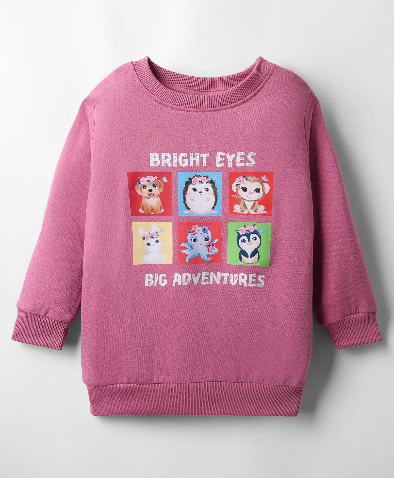 BUMZEE Fleece Knit Full Sleeves Animal Printed Sweatshirt - Mauve-image-8