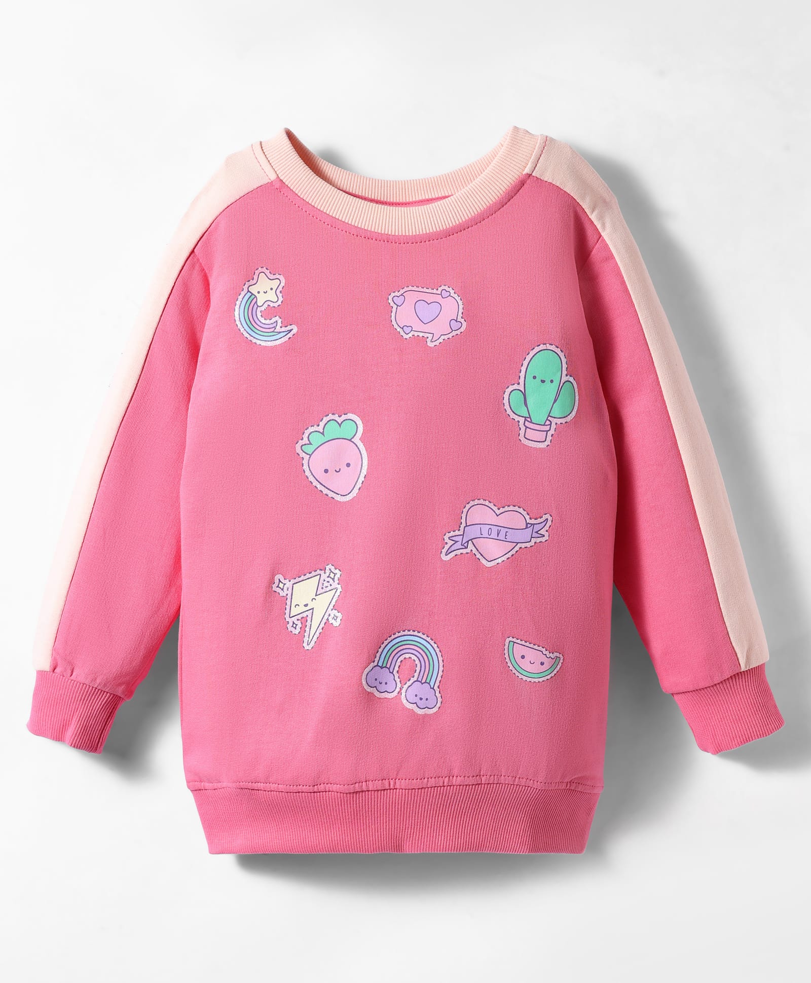 BUMZEE Looper Knit Full Sleeves Cactus & Heart Printed Sweatshirt - Pink-picture-37