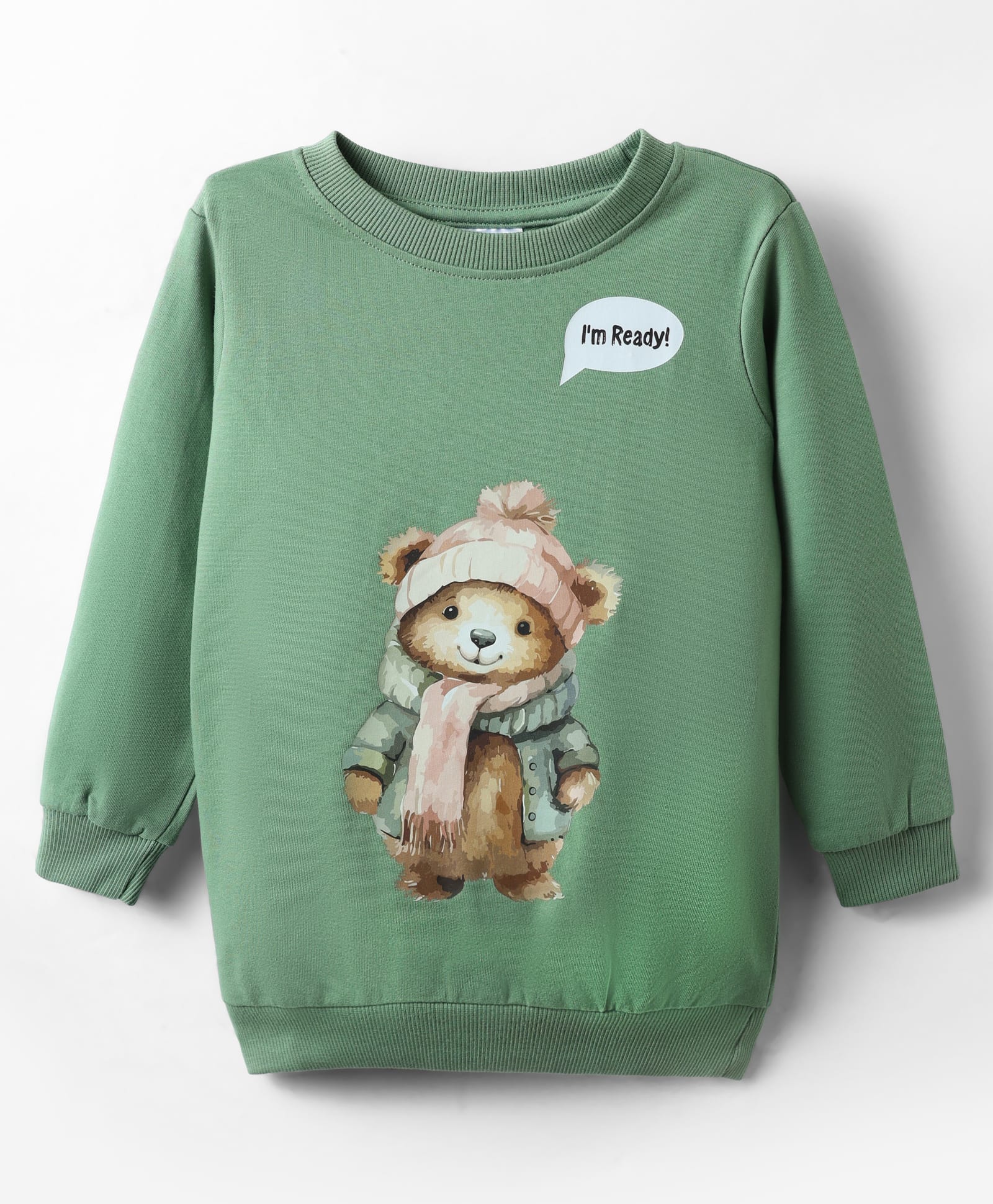 BUMZEE Looper Knit Full Sleeves Bear Printed Sweatshirt - Green-image-19