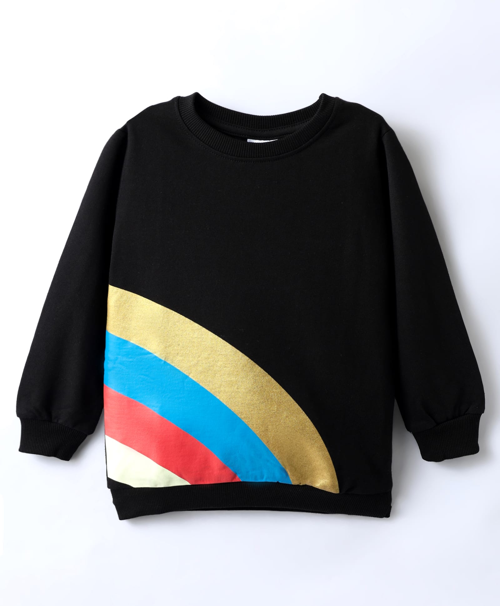 BUMZEE Looper Knit Full Sleeves Foil Rainbow Printed Sweatshirt - Black-image-45