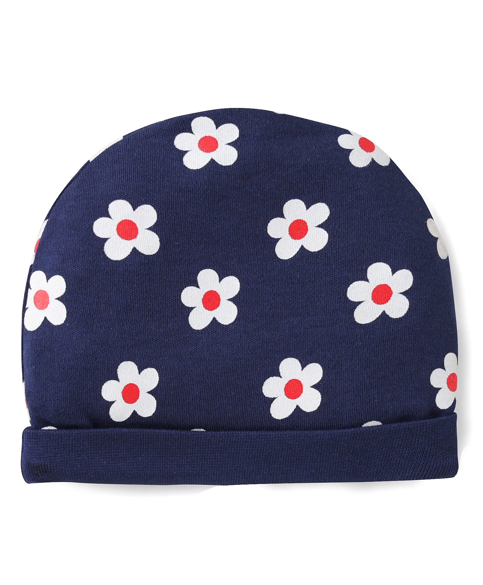 Doodle Poodle Interlock Cotton Knit Cap with Floral Print Navy Blue - Diameter 10 cm-image-30