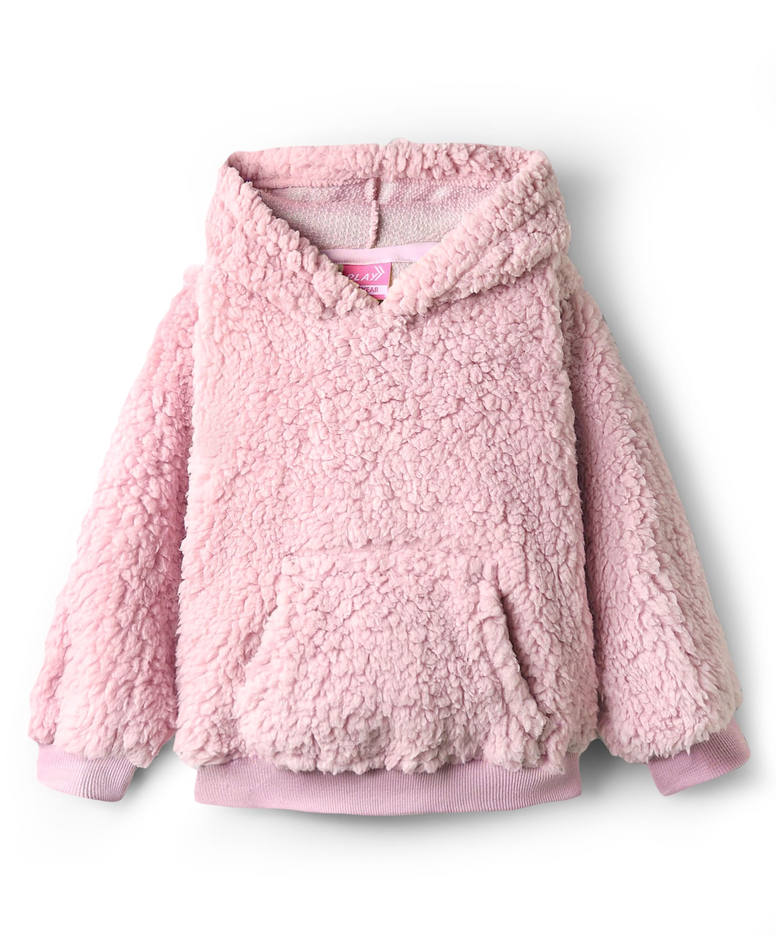 Little Kangaroos Woven Full Sleeves Hooded Sweatshirt with Fur Detailing & Kangaroo Pockets - Baby Pink-image-23